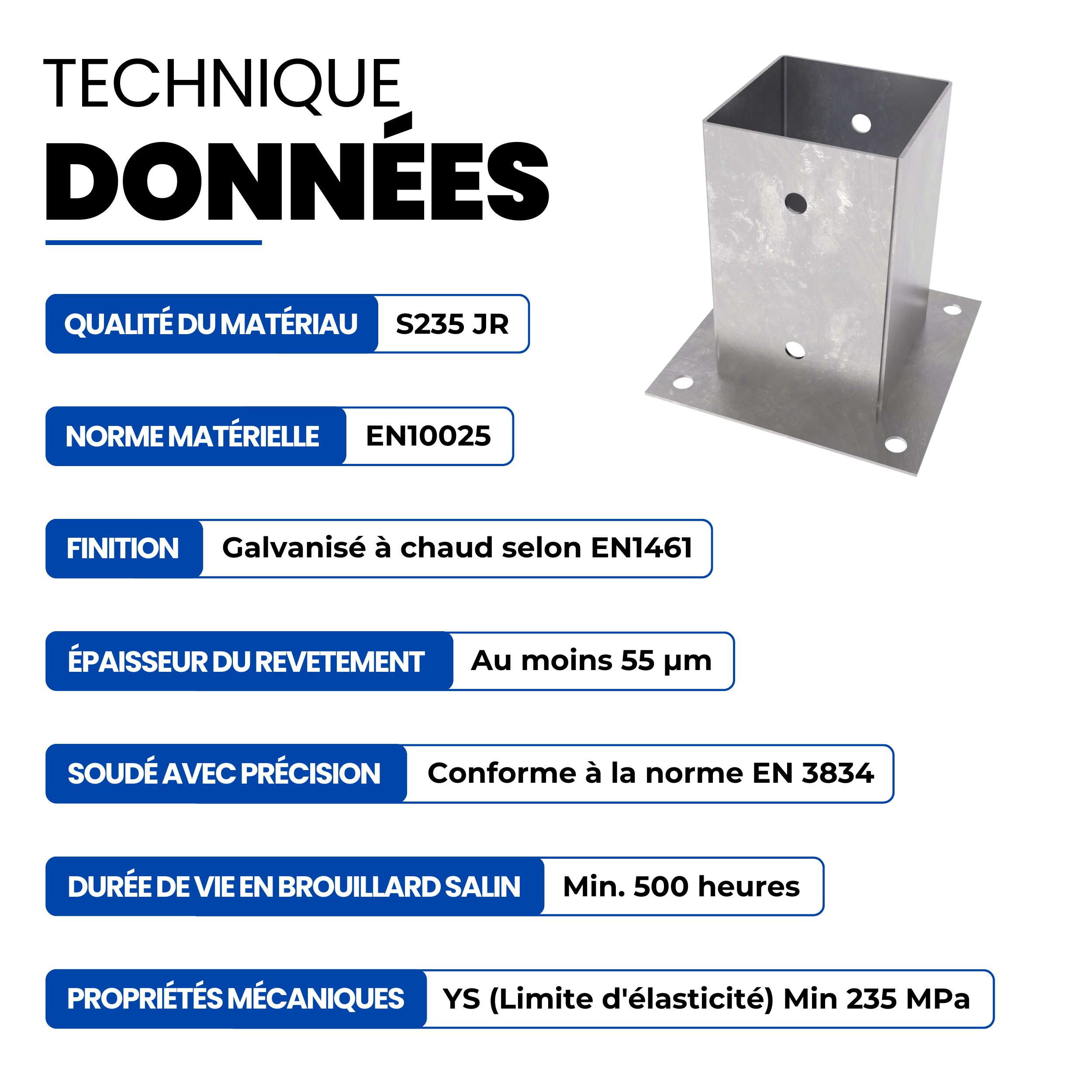 Support Poteau a Visser Galvanisé à chaud 200 x 141 x 150 mm pour bois pied platine clôture pergola angle base GeZu Impex - 4