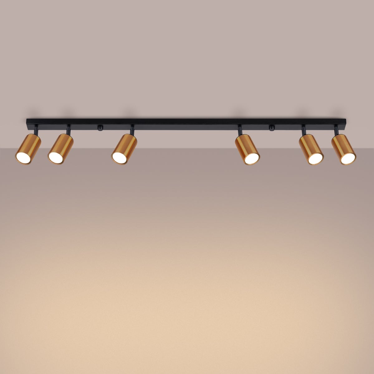 Plafon GLOIS 6L czarny/miedź LED 3000K - 118x6x18.5cm Sollux