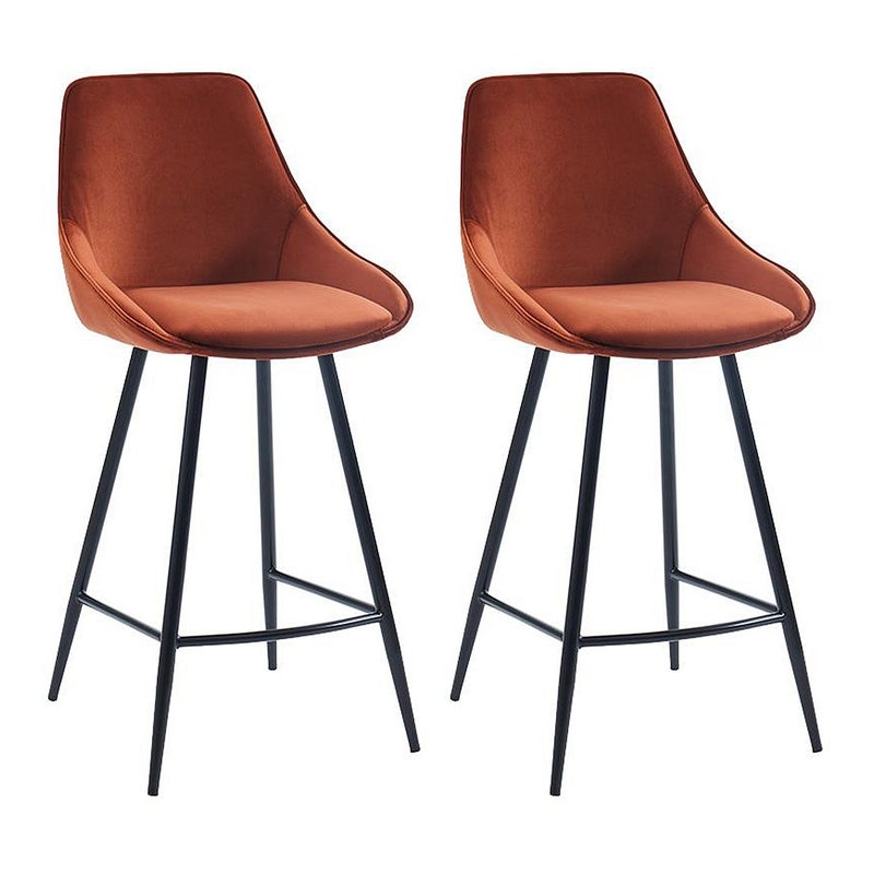 Zestaw 2 stołków barowych MASURIE – welur – kolor teracotta
