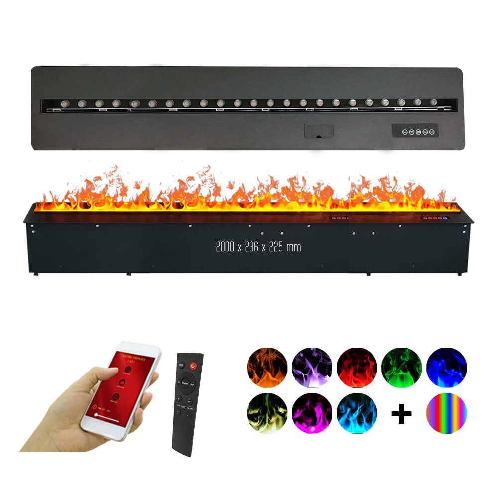 Insert cheminée électrique 3D à vapeur d'eau, Led, avec App, ElectricSun MISTique XXL 200 cm - 7