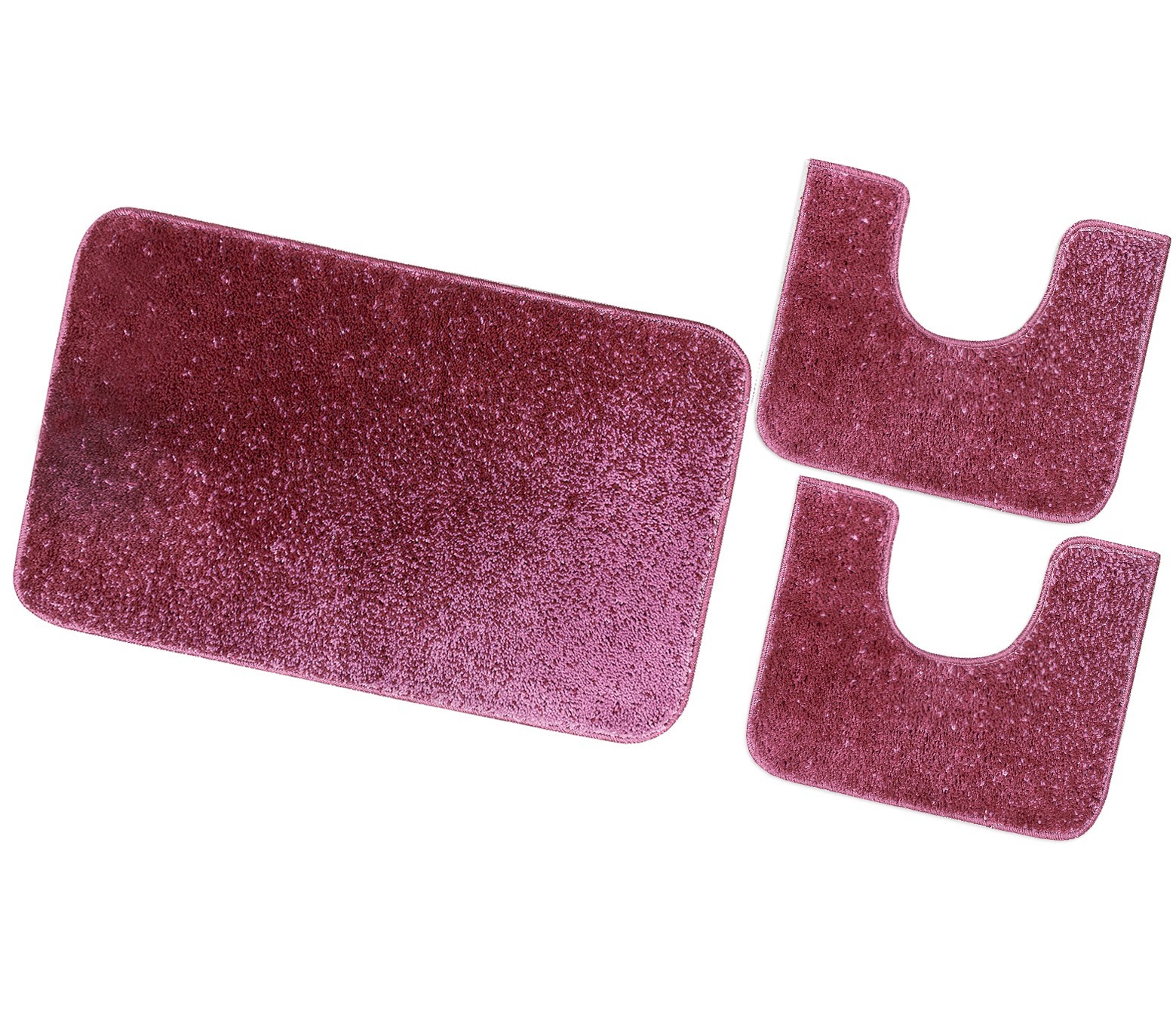 Zestaw 3-Częściowy Dywanik łazienkowy Dywanik przy łóżku Prysznic Wanna Antypoślizgowy Chłonny Miękki włochaty Fioletowy
