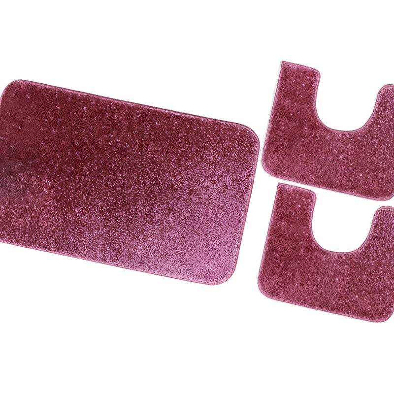 Zestaw 3-Częściowy Dywanik łazienkowy Dywanik przy łóżku Prysznic Wanna Antypoślizgowy Chłonny Miękki włochaty Fioletowy