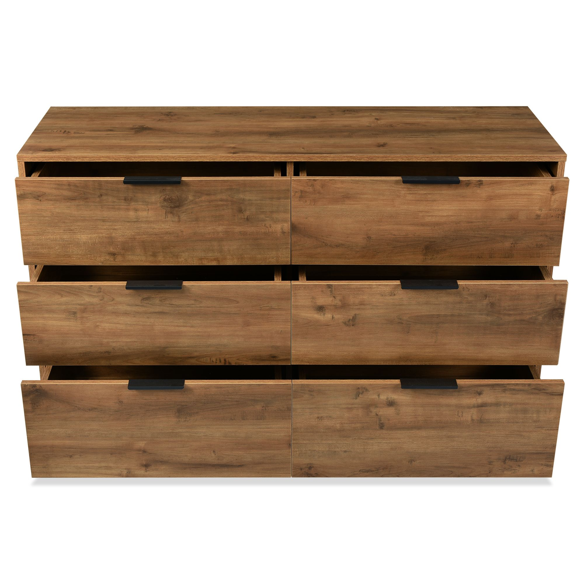 Commode à 6 tiroirs pour chambres et salons - 120 x 40 x 76 cm - chêne foncé - 5