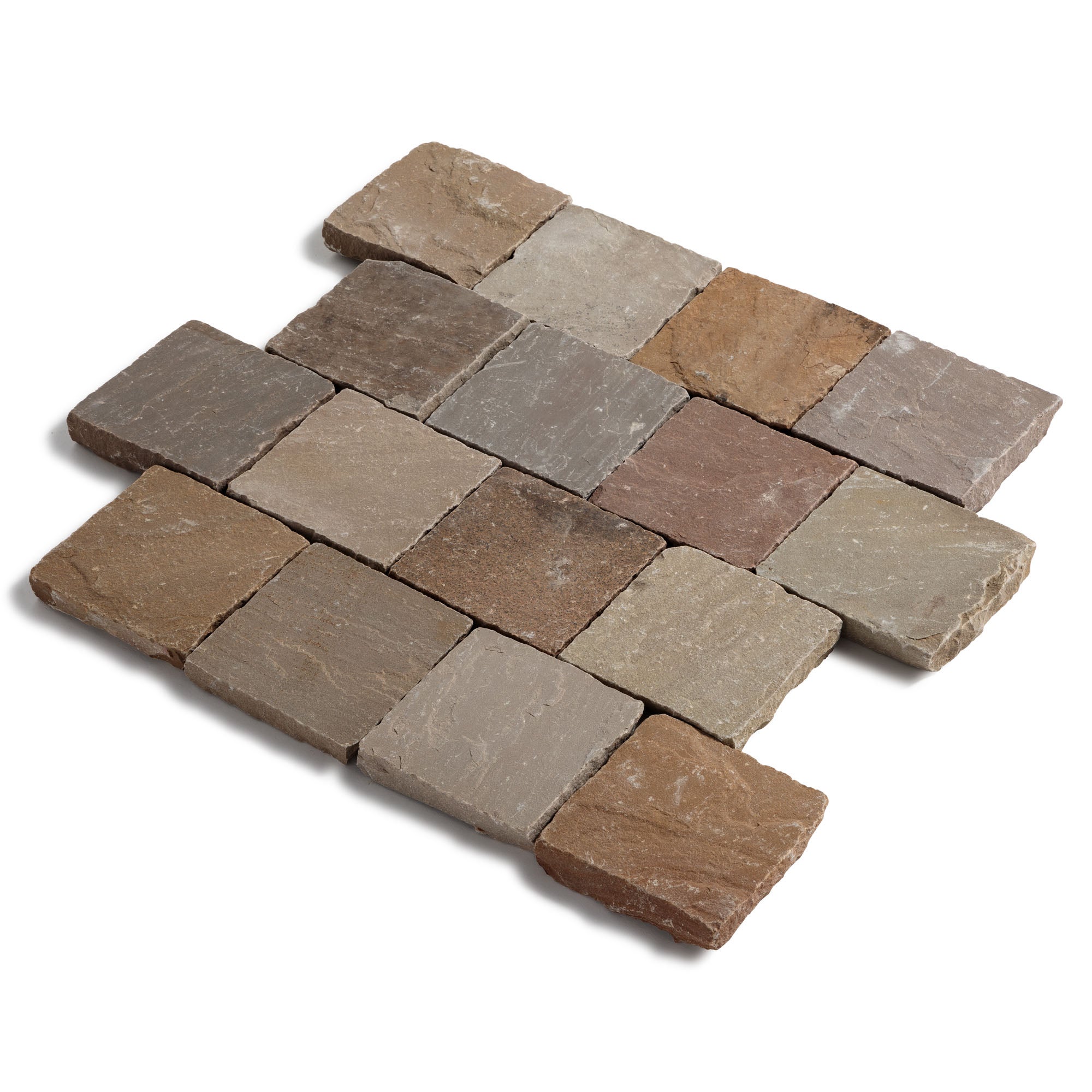 Pavé Pierre Naturelle Grès Kandla Ocre Multicolore 14x14 Cm Ep.±2,5 Cm (vendu au m² - 42 pavés/m²) - RO'MA Nature - 4