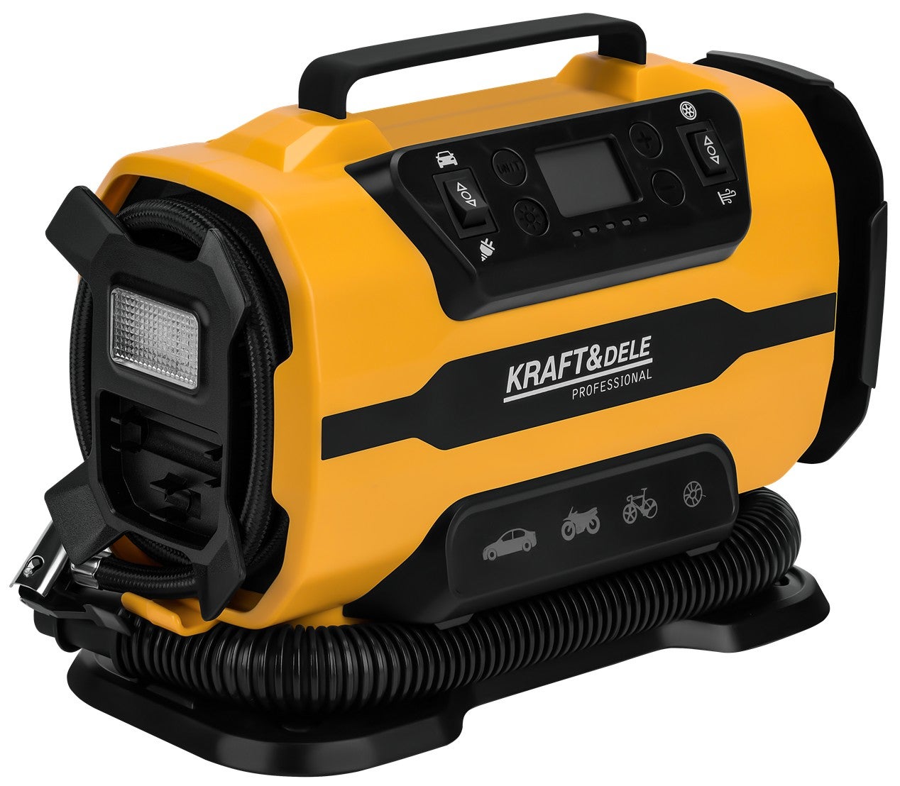 Compresor auto Kraft&Dele KD3441, 12V/230V, 150 PSI, lanterna LED, 140W