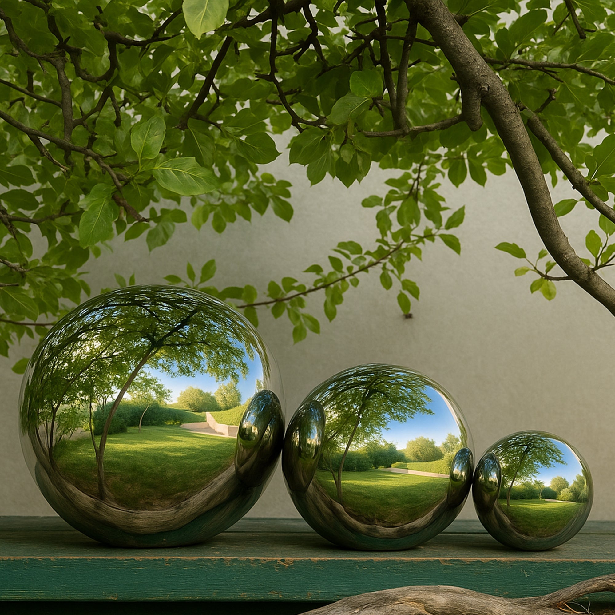 Köhko zestaw 3 polerowanych kul ogrodowych wykonanych z wysokiej jakości stali nierdzewnej 15, 25 i 40 cm kule dekoracyjne