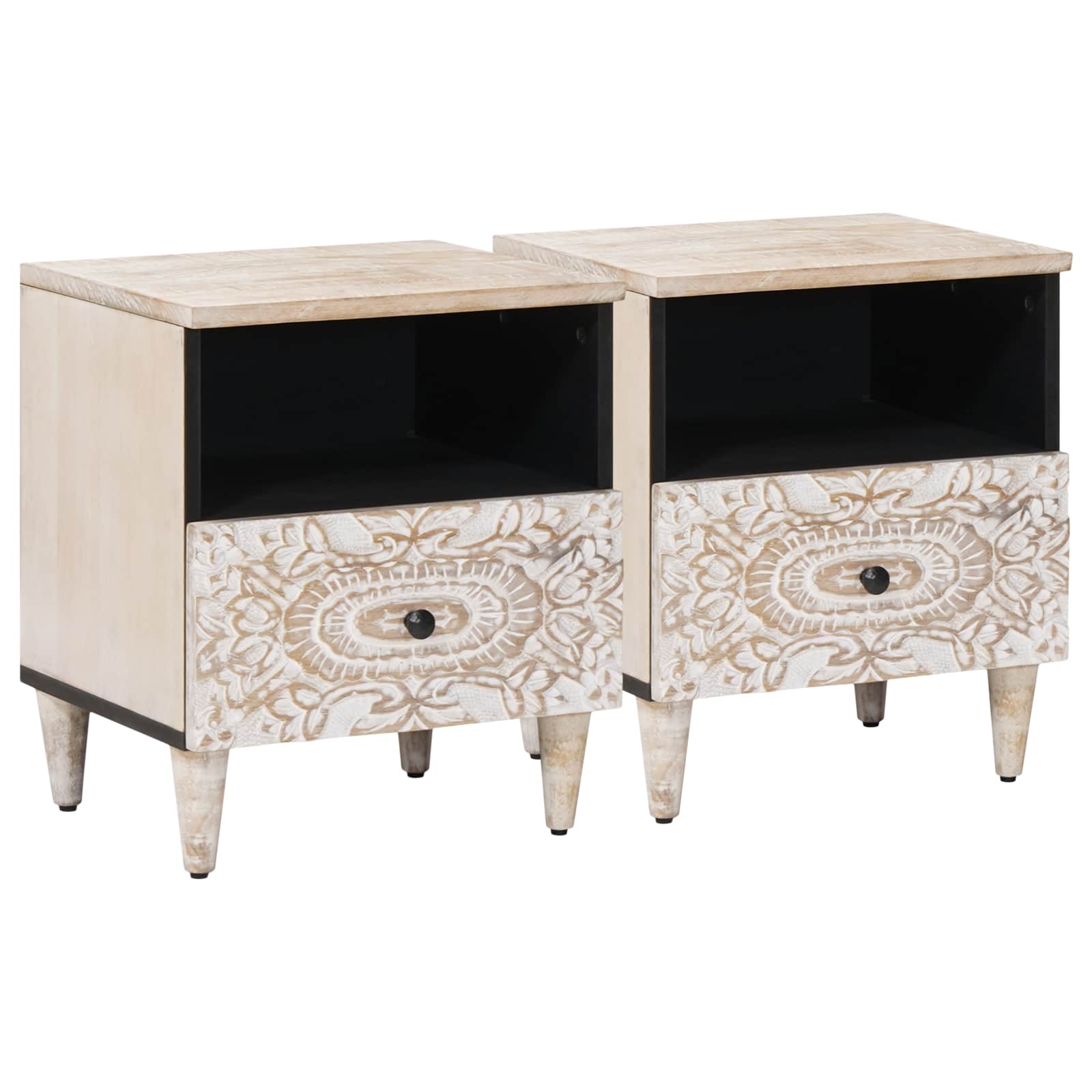 Armoire de lit avec tiroir 2 pcs Blanc 40 x 33 x 46 cm - PANGIVO ...