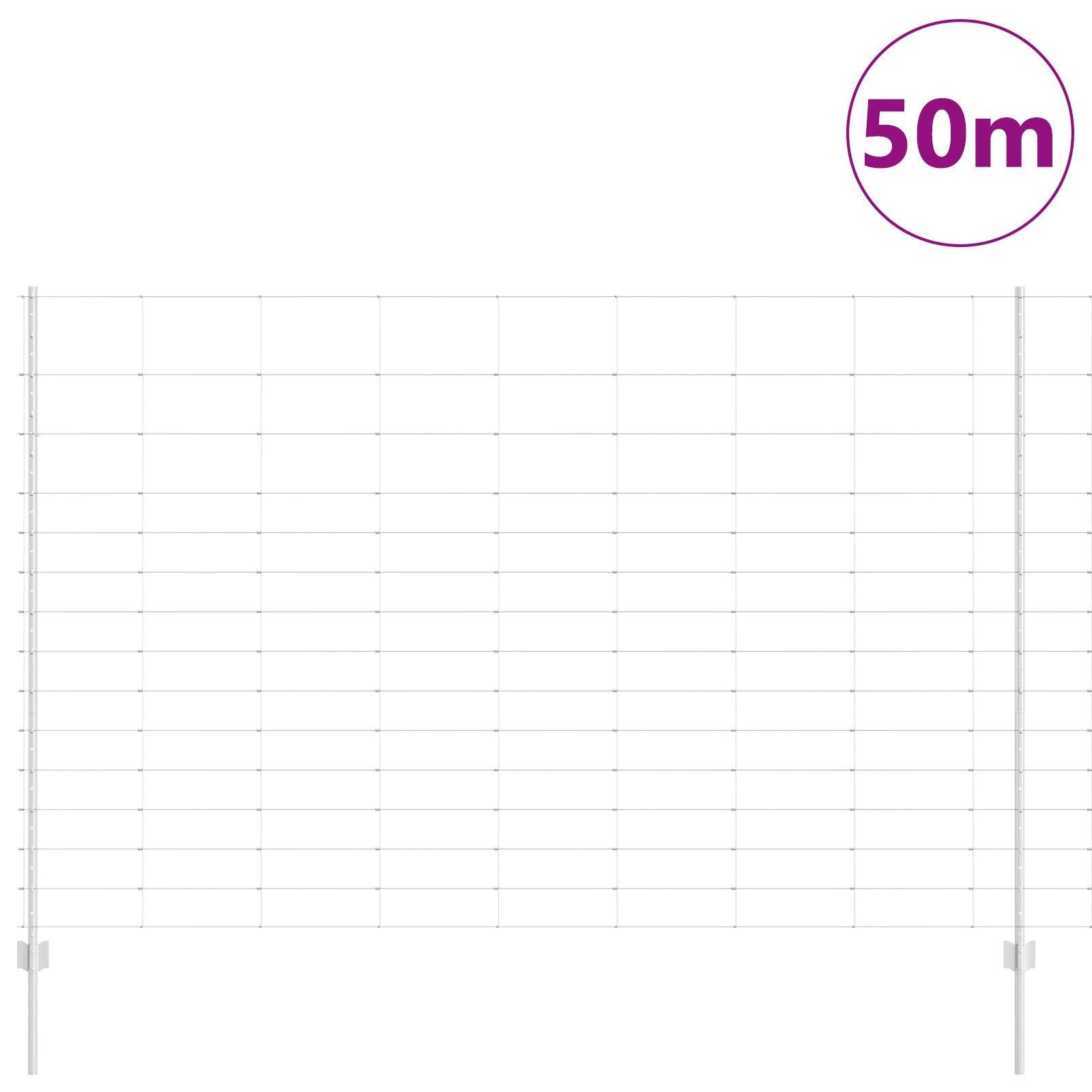 Ogrodzenie z słupkiem Srebrny 1,6 x 50 m Stal vidaXL