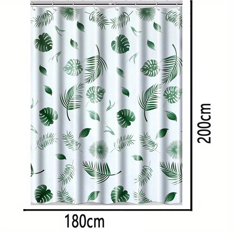 Cortina De Ducha Con Diseño De Pájaros Tropicales, Hojas Verdes De Loro, Antimoho, Impermeable, Lavable, Con 12 Ganchos | Leroy Merlin