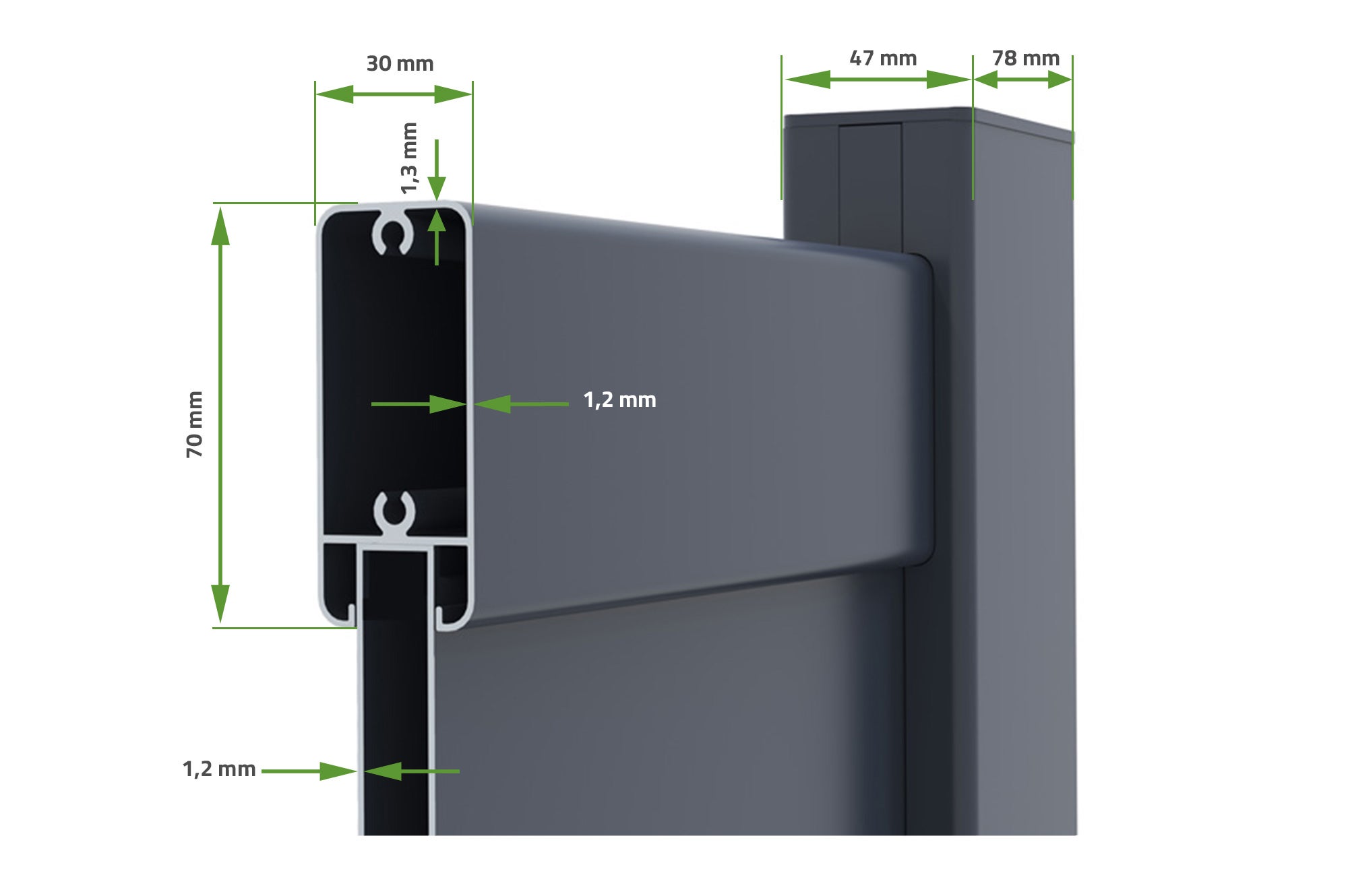VOGEL Cancello pedonale manuale in alluminio, semi traforato 106 x 125 cm, grigio - 6