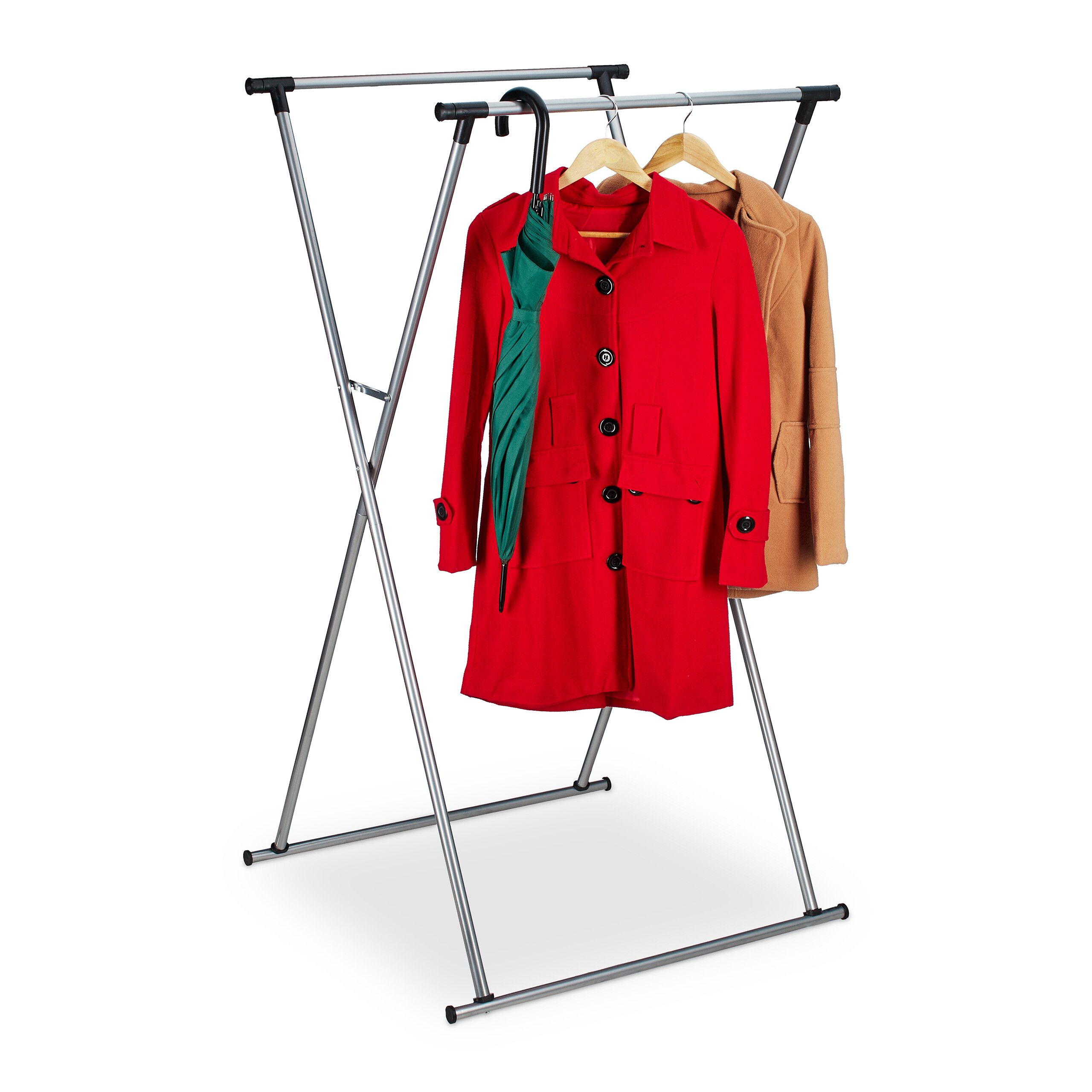 Relaxdays Perchero Burro Extensible, 139x135x95 cm, Barras para