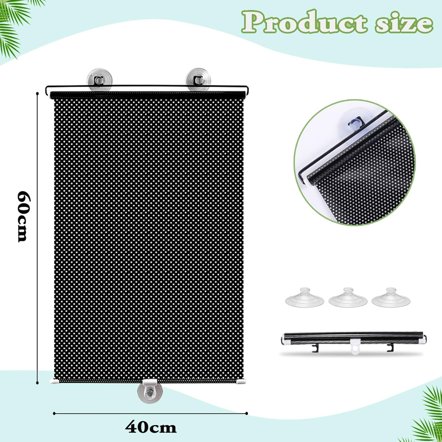 Store occultant à Ventouse - sans perçage - pour fenêtre - Rideau Protection Solaire Isolant Thermique- Amovible - pour Chambre/Salon/Bureau - 2