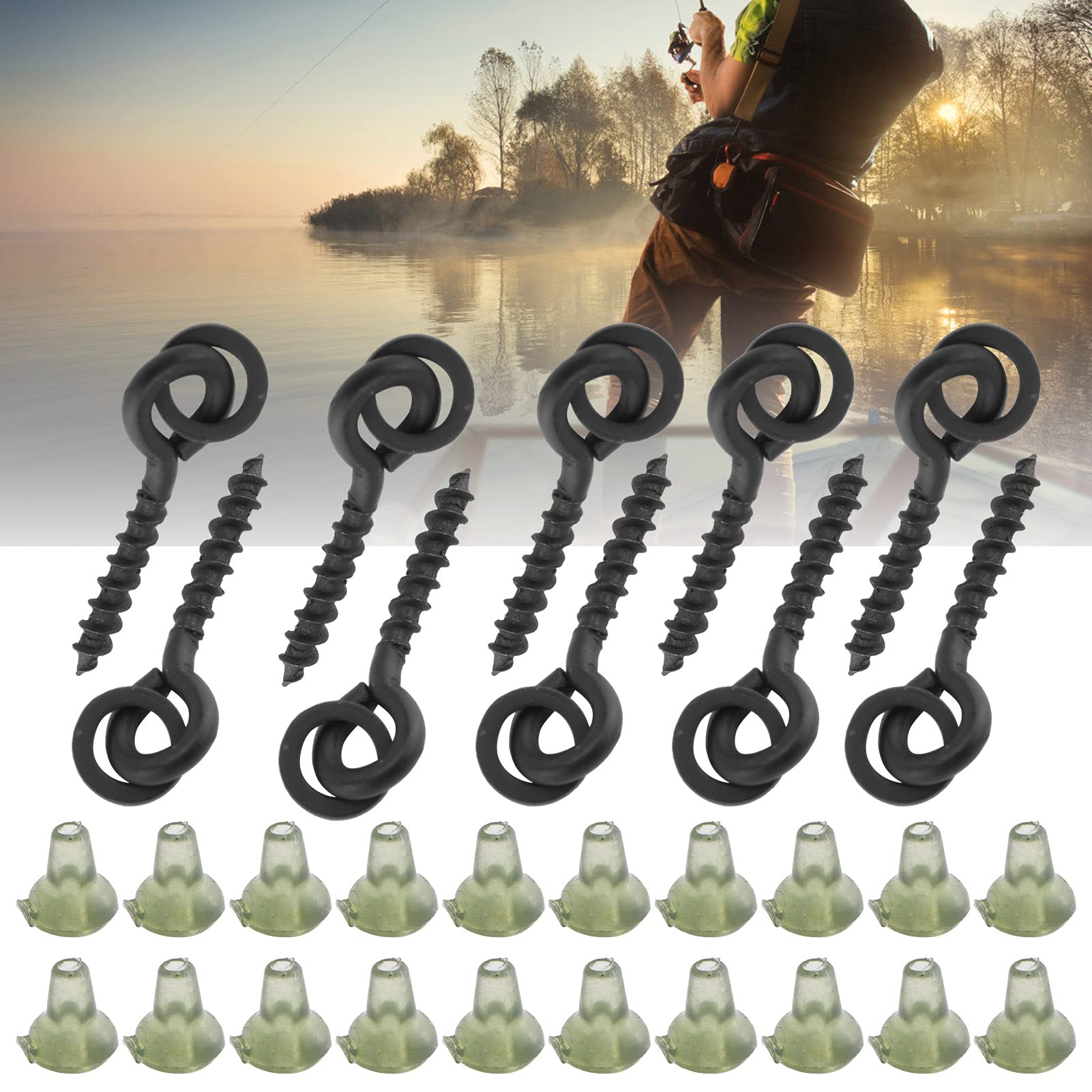 Lot 100 Vis Appât Filetées Pour Pêche à La Carpe – Noir Mat, Résistantes