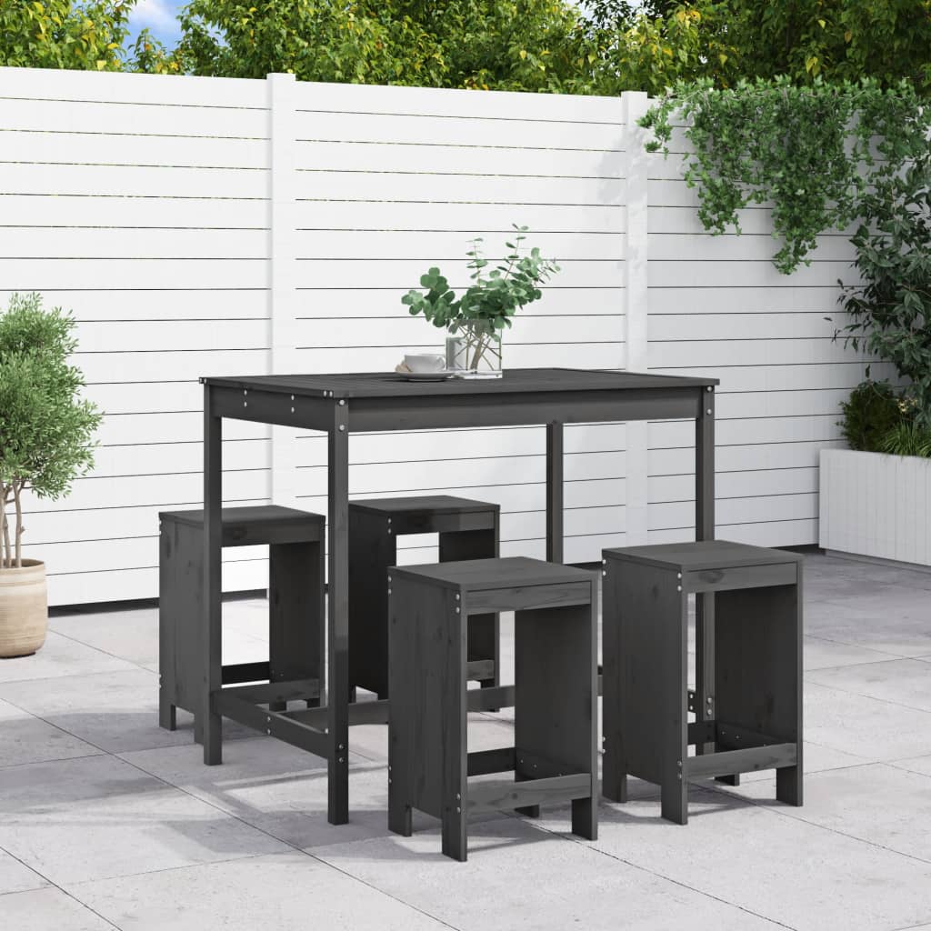 Conjunto De Mesa Alta Y Taburetes 3 Piezas Acero Negro
