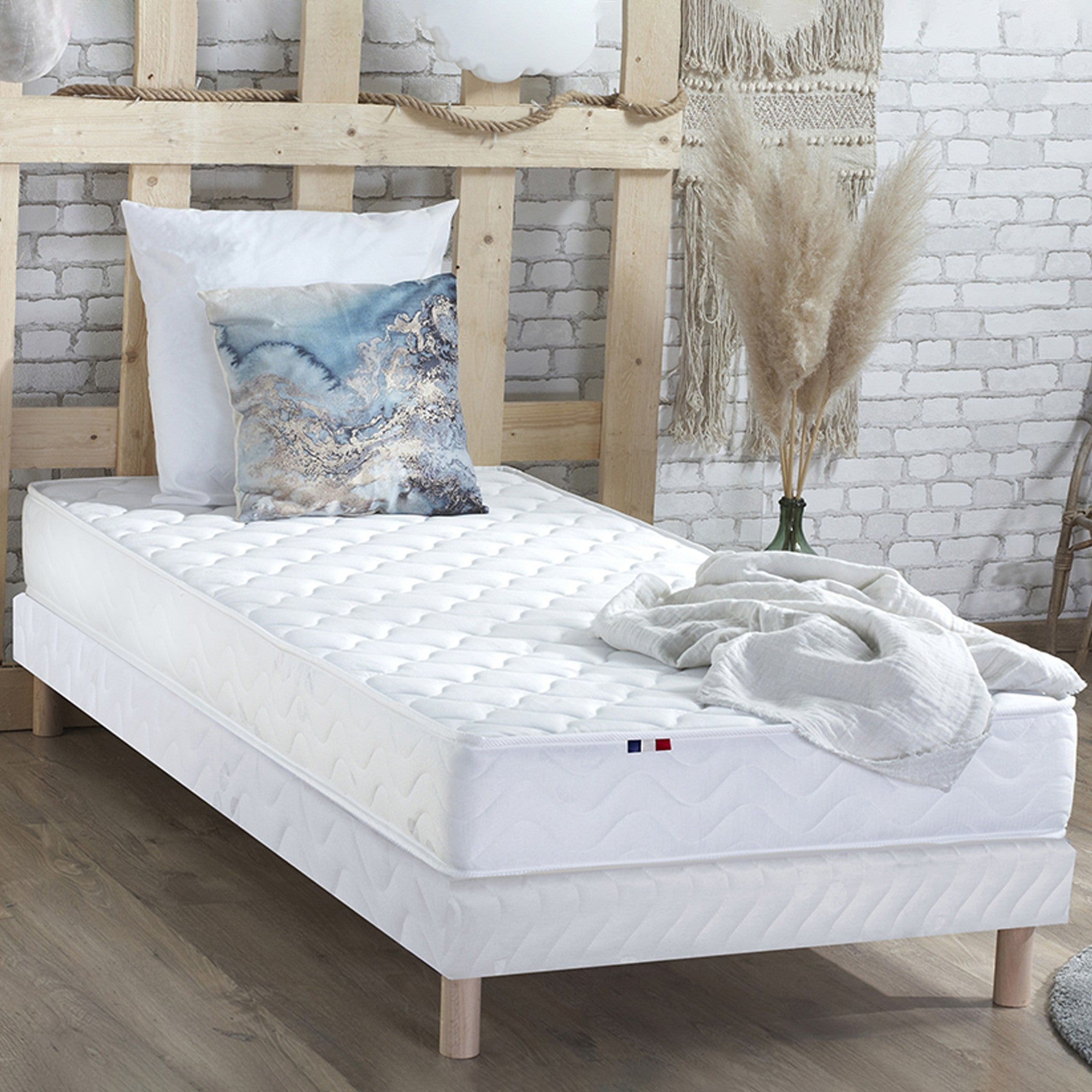 Sommier tapissier lattes blanc 90x190 - 2