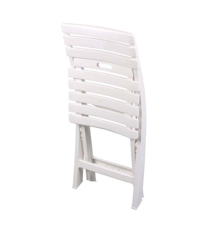 Chaise De Jardin Pliable En Plastique Blanc 41.5x40x79cm - 3