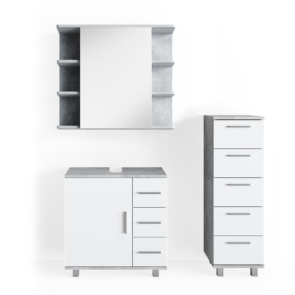 Vicco Zestaw mebli łazienkowych Ilias, Beton, 3 części