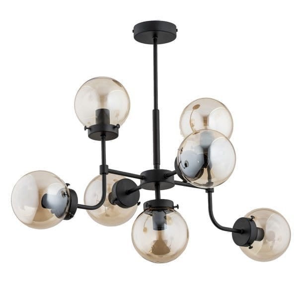 Lampa wisząca Transformers czarno-bursztynowy 7xE14x40W nowoczesny wym: 55 x 59 x 59 cm szkło Alfa