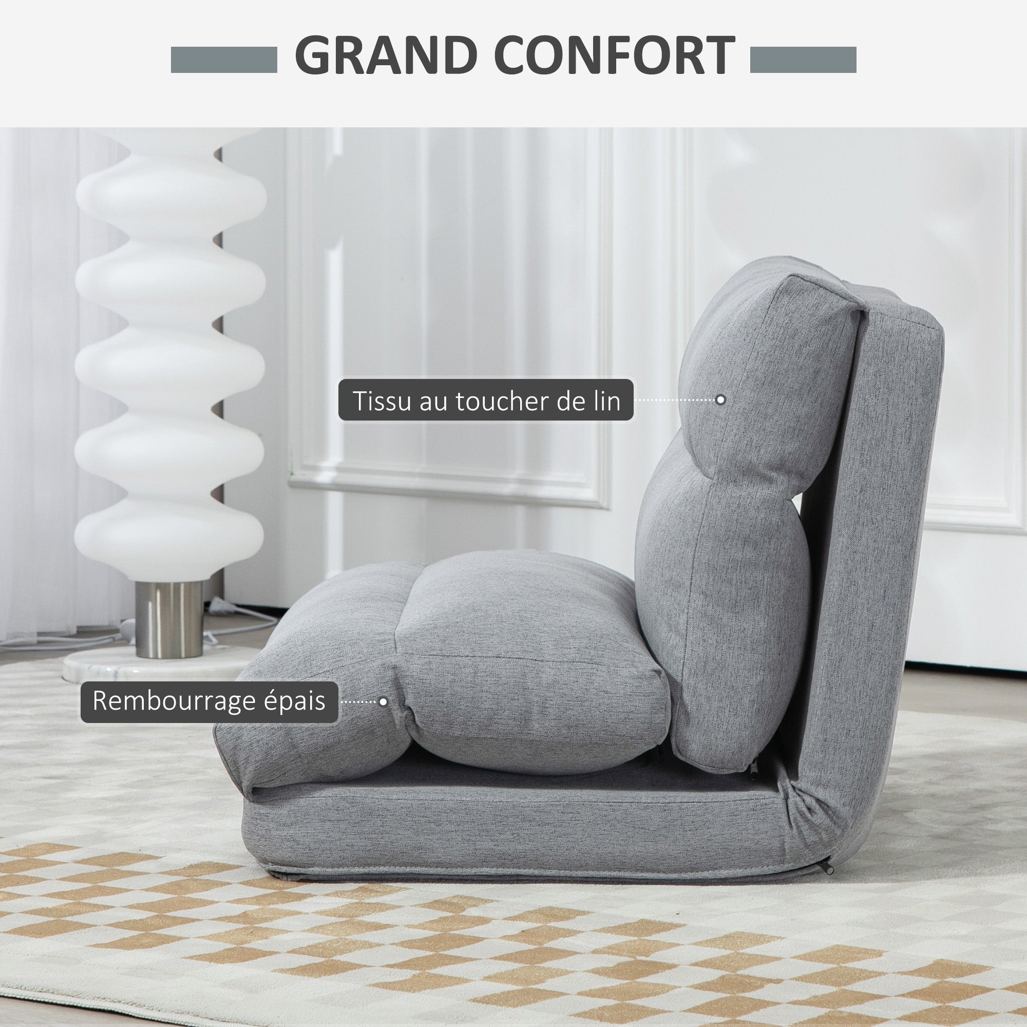 Fauteuil relax tissu 1 place HOMCOM - 6