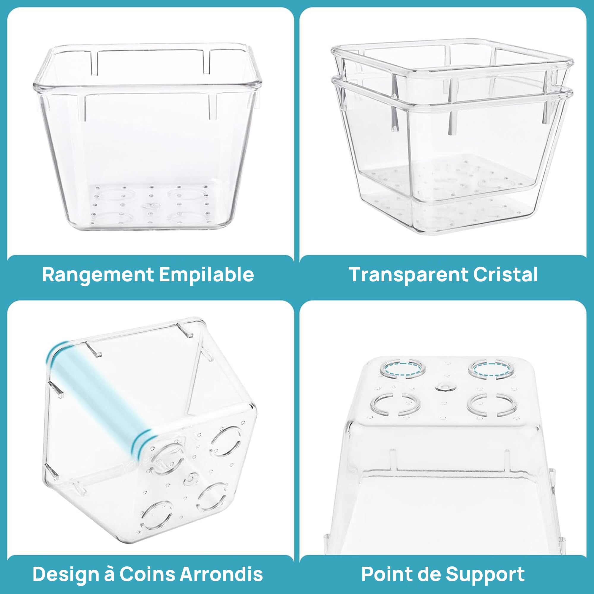 Lot de 15 Organisateurs de Tiroir – 4 Tailles, Rangement Tiroir en Plastique Transparent – Parfait pour Salle de Bain, Coiffeuse, Bureau, Cuisine - 7