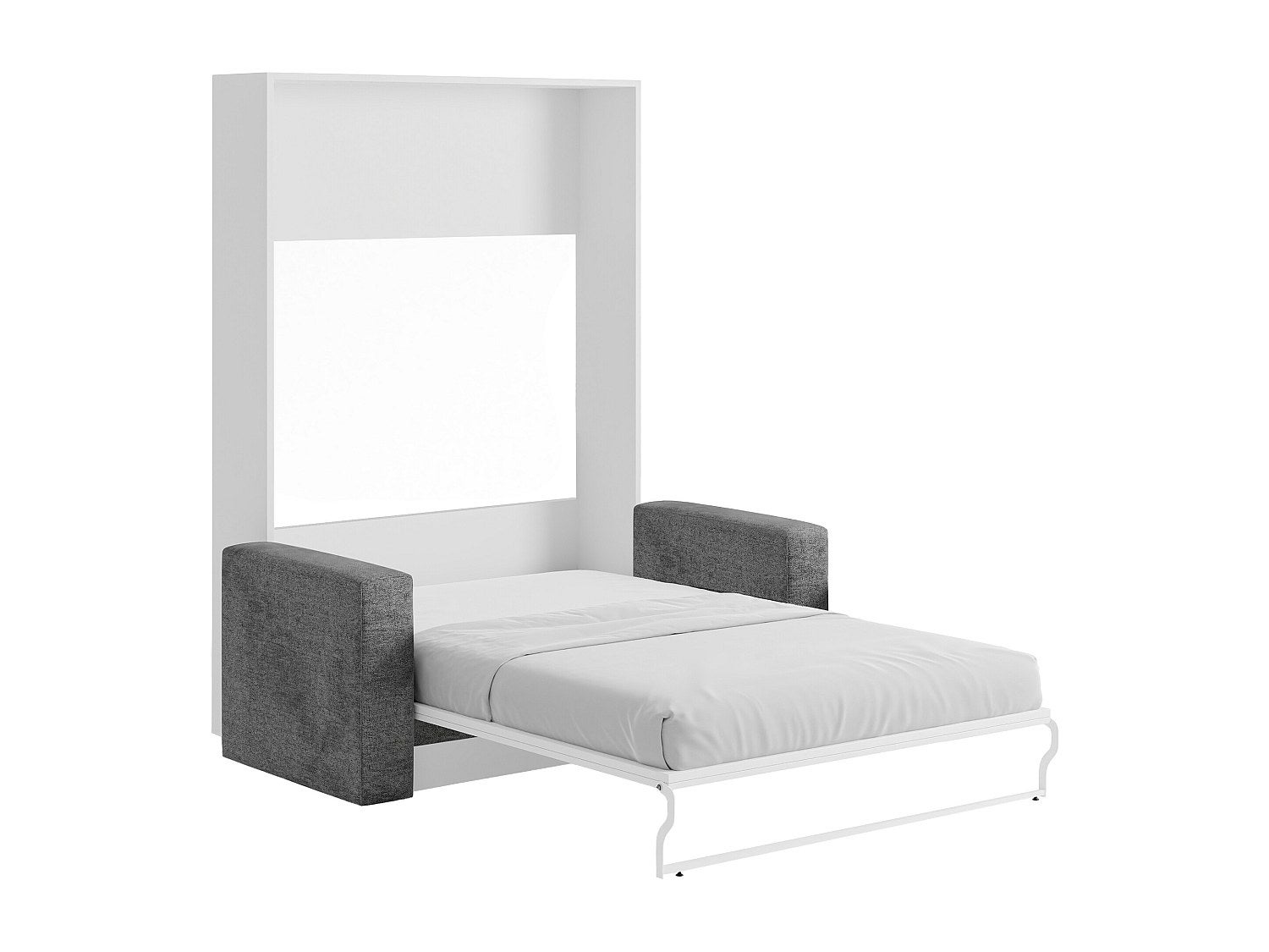Letto a scomparsa con divano 140 x 200 cm Apertura verticale manuale Bianco e Grigio - VACIALA II - 4