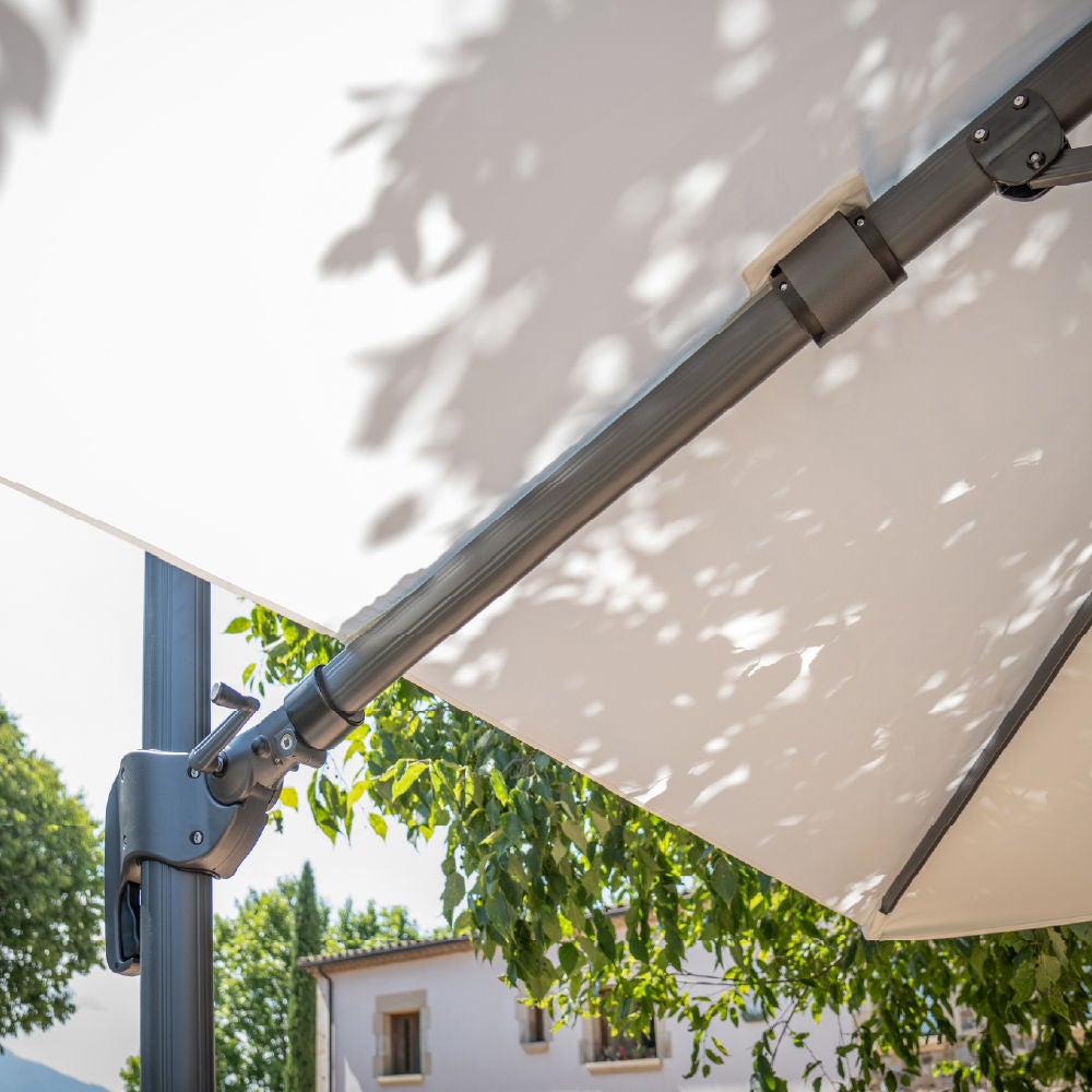 IASO Basics Pisa – Parasol déporté 3x3, toile blanche, structure anthracite - 5