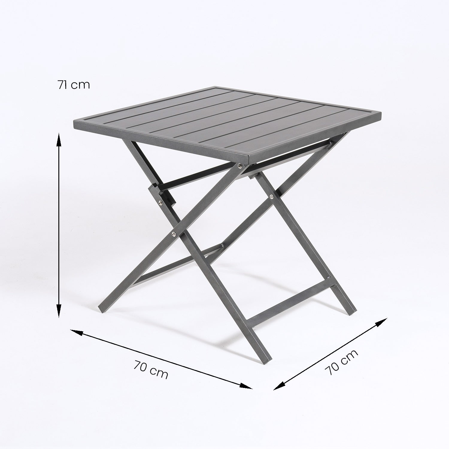 Mesa quadrada dobrável para exterior em alumínio cor antracite. Dimensões: 70x70x71 cm - 7