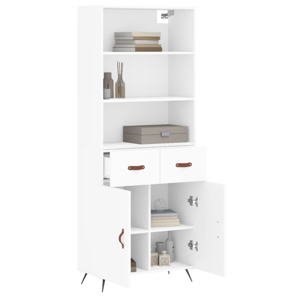 Buffet haut Blanc 69,5x34x180 Bois d'ingénierie - 3