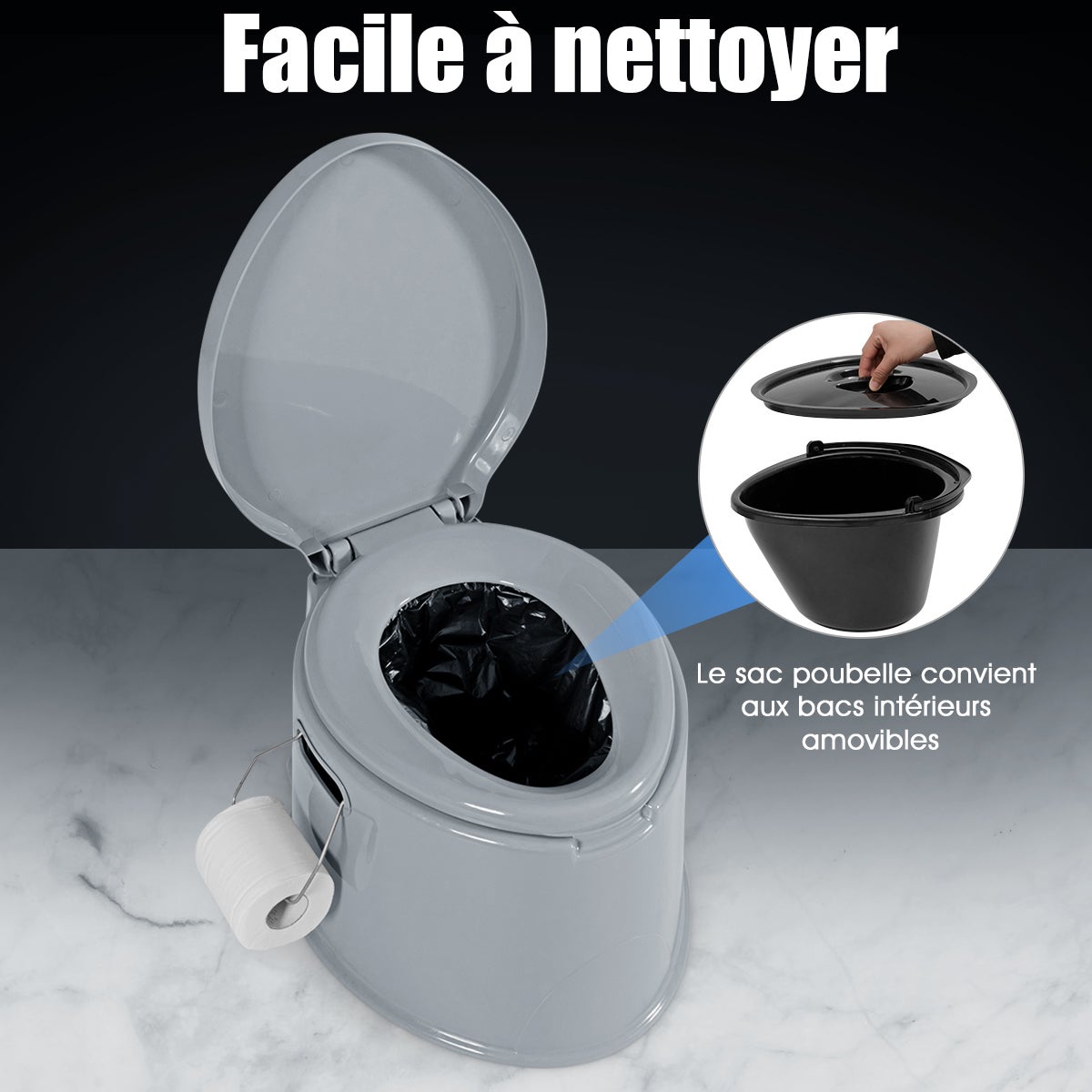 Toilette Portable pour Camping Extérieure Charge 200KG - 6