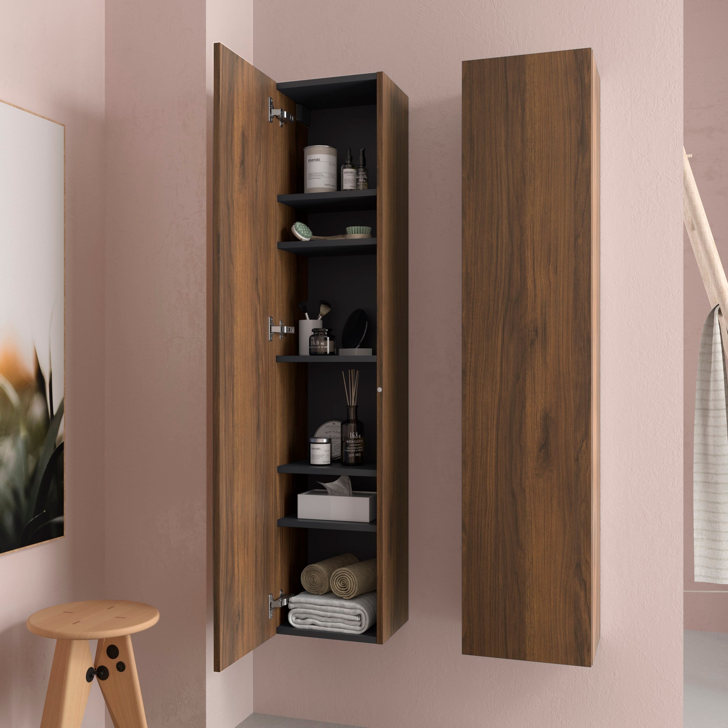 Colonne de salle de bain BEQUIA 140cm Noyer - 2