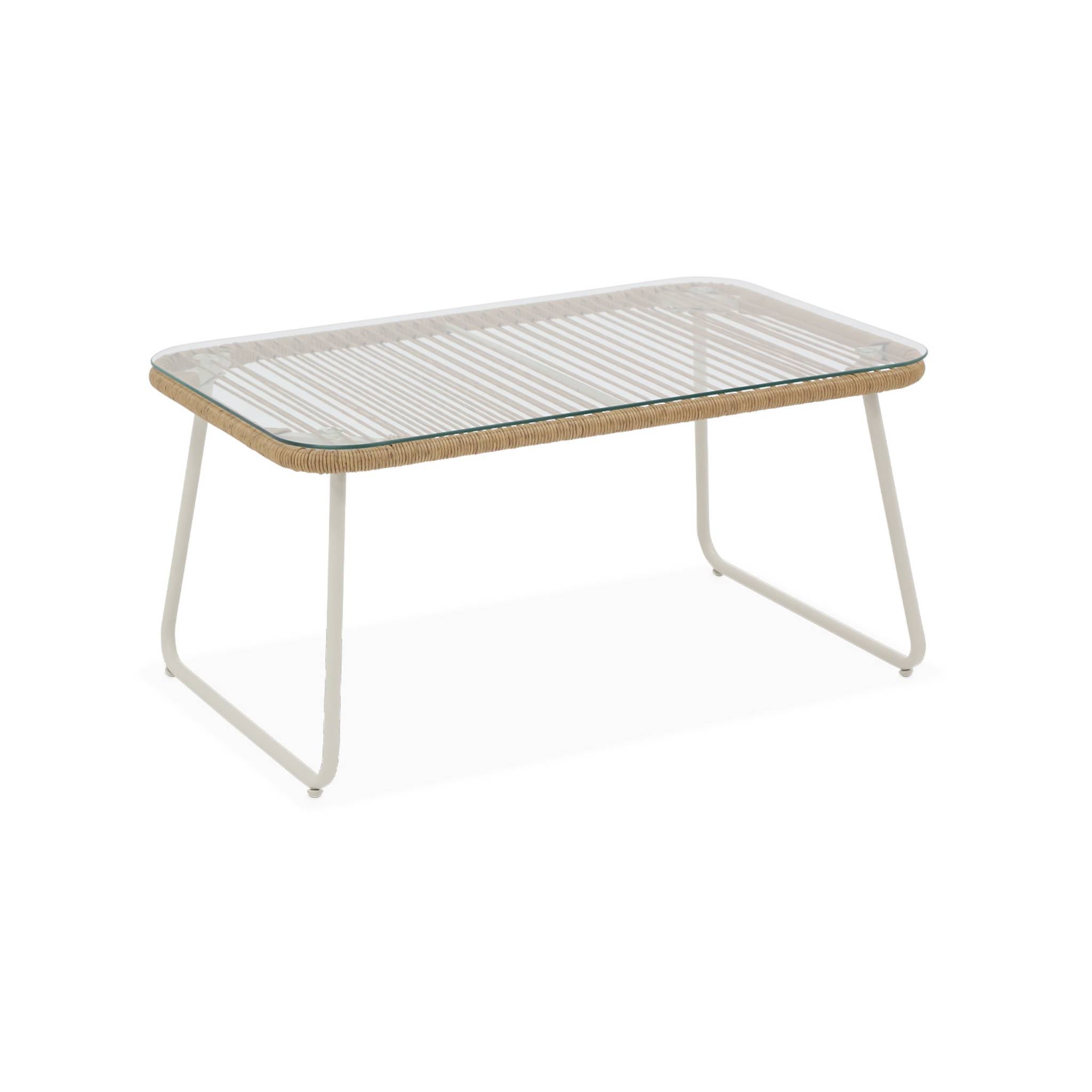 Conjunto de jardín, ratán y acero, 4 plazas Natural - 115x60x68 cm - 6