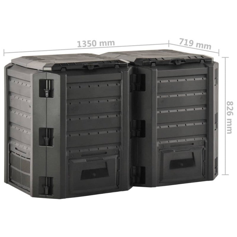 Compostiera da Giardino Nera 800 L vidaXL - 5