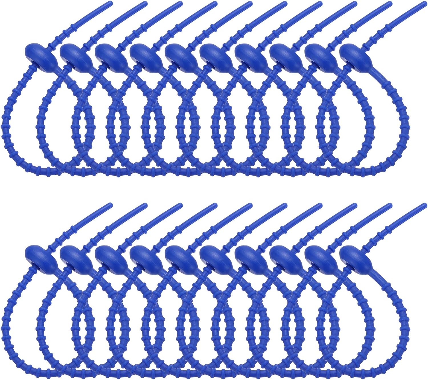 Opakowanie 20 sztuk silikonowych opasek zaciskowych, klipsów kablowych, organizerów kablowych, 20 cm wielokrotnego użytku skręcany przewód (ciemnonie