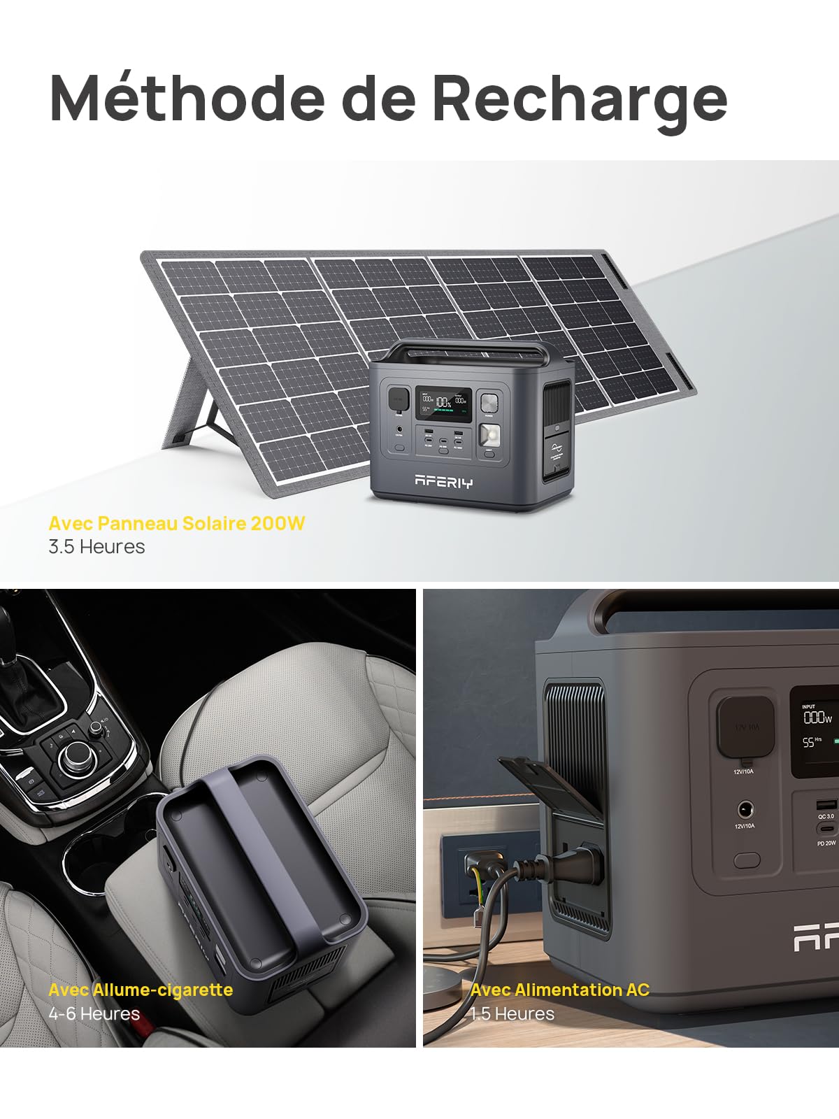 Gerador Eletrico Portatil 800W AFERIY 512Wh LiFePO4 Carregamento Rapido 1H Estacao Energia Camping Viagens 8 Portas Saida Gerador Solar - 4