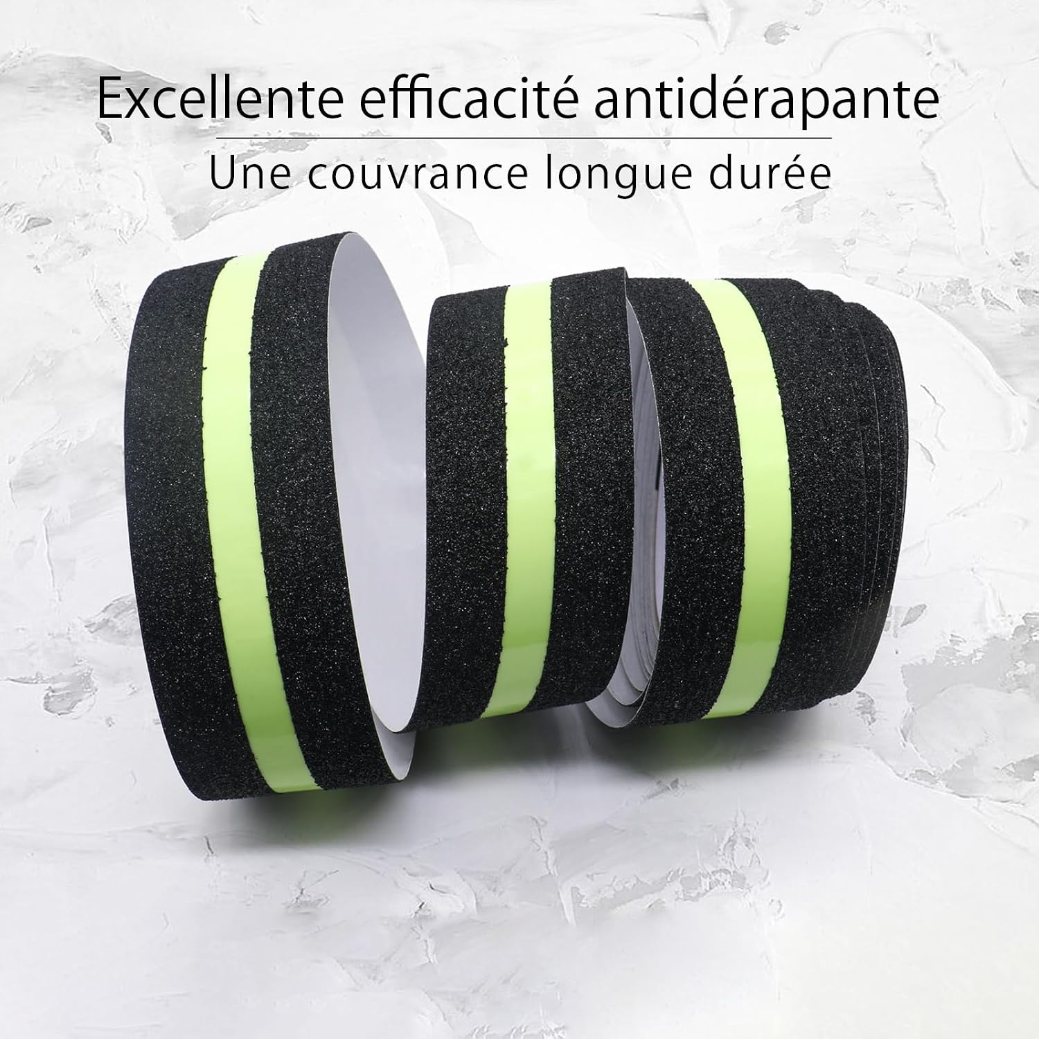 Ruban Antidérapant Phosphorescent, Lot de 2 - 5 cm x 10 m, Noir avec ...