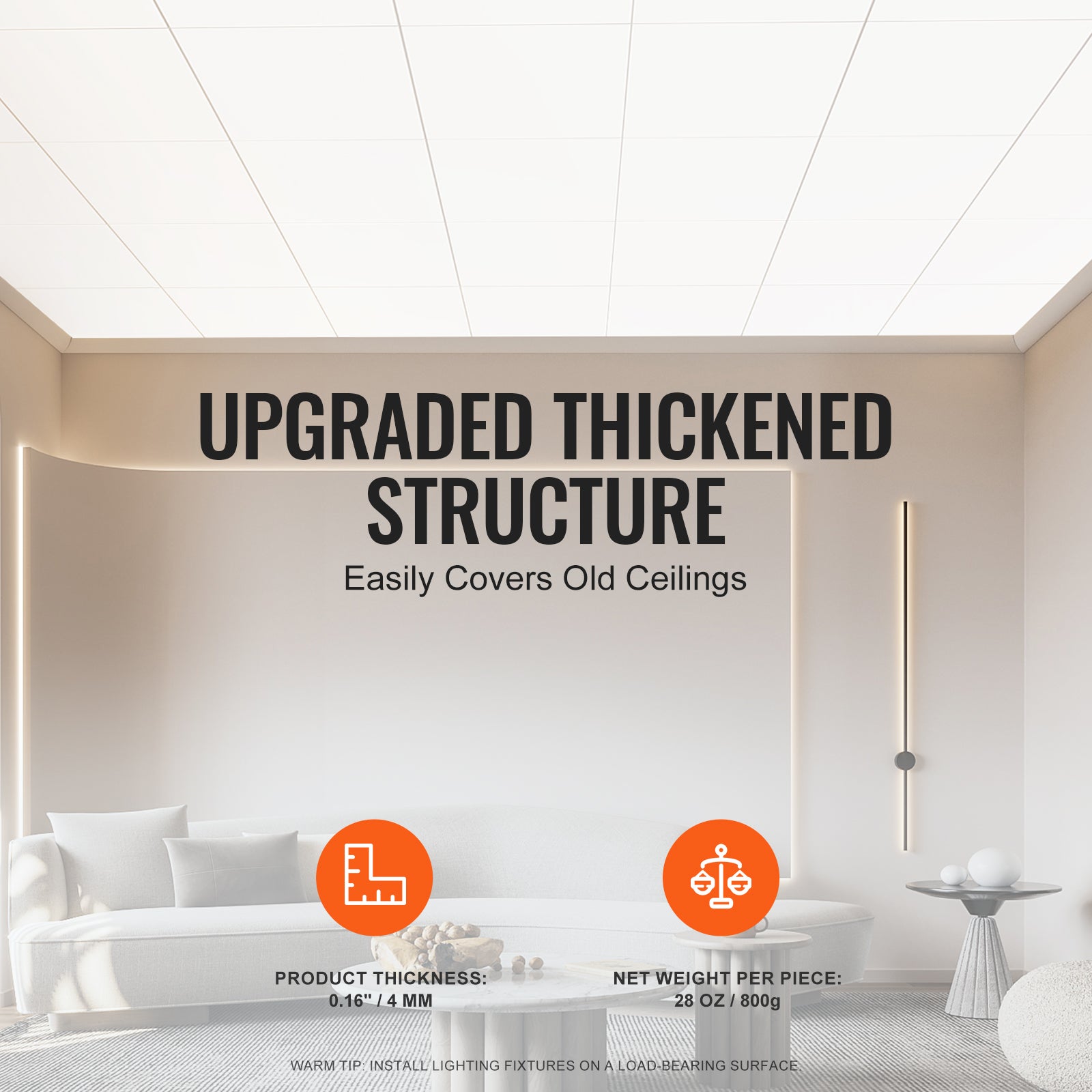 Dalles de Plafond,Lot de VEVOR 12,24 x 24 po,Dalles Suspendues,Feuilles de Mousse PVC Premium,Ignifuges,Bonne Flexibilité & Installation Facile - 4