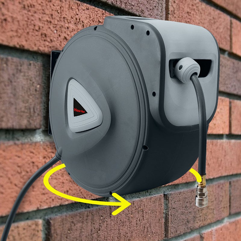 Dévidoir enrouleur de tuyau à air comprimé 30m - fixation murale - enroulement automatique Pivotant à 180° - Avec support de montage - 4