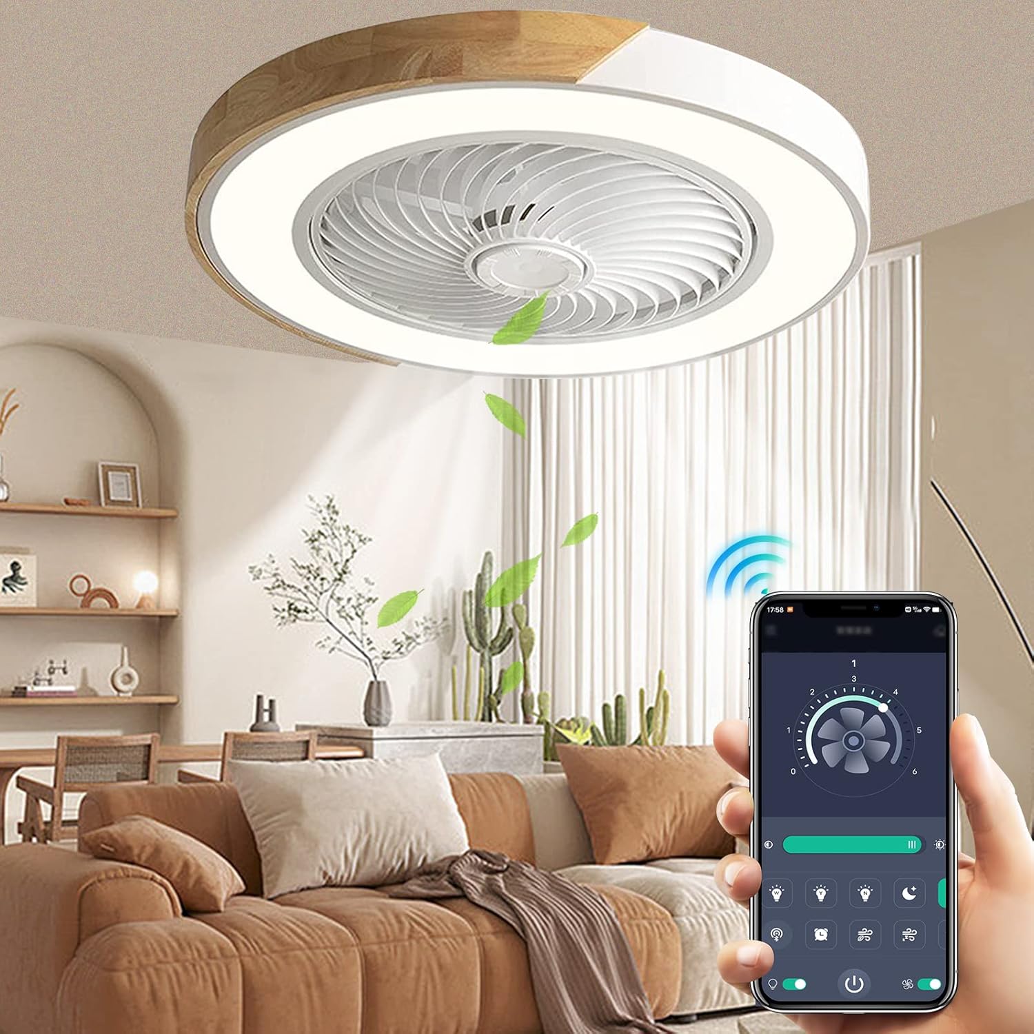 Suspension LED invisible et silencieuse avec ventilateur et télécommande - Blanc - 6