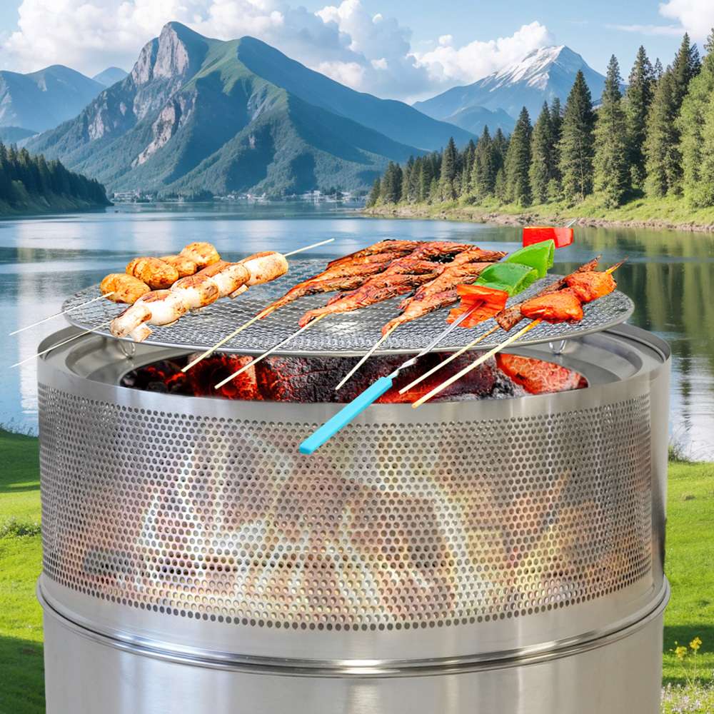 Braciere senza fumo in acciaio inox – Fuoco a legna portatile, barbecue da esterno, resistente e pratico - 5