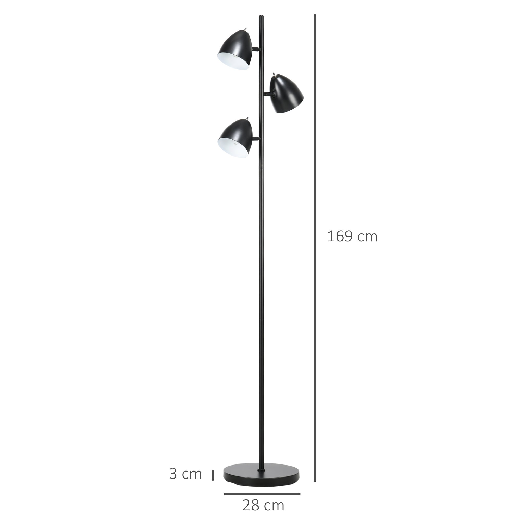 Lampadaire sur pied acier 3 lumières HOMCOM - 2