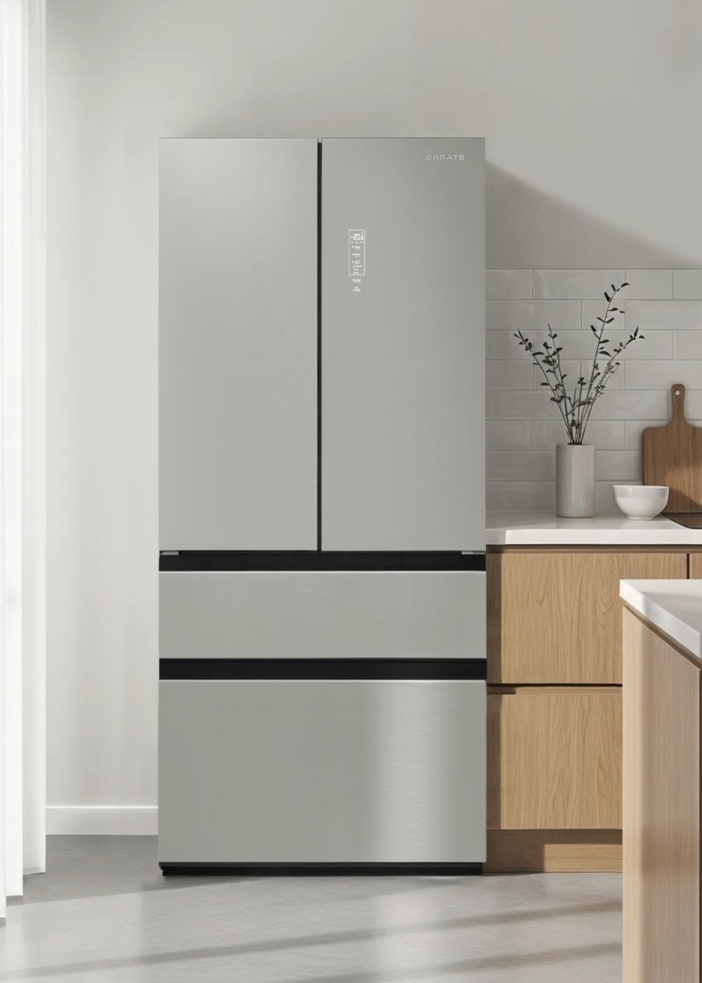 CREATE - FRIDGE STUDIO FRENCH DOOR PRO 509 - Lodówka z drzwiami francuskimi 509L No Frost ze Space Pro i Care+ - Inox