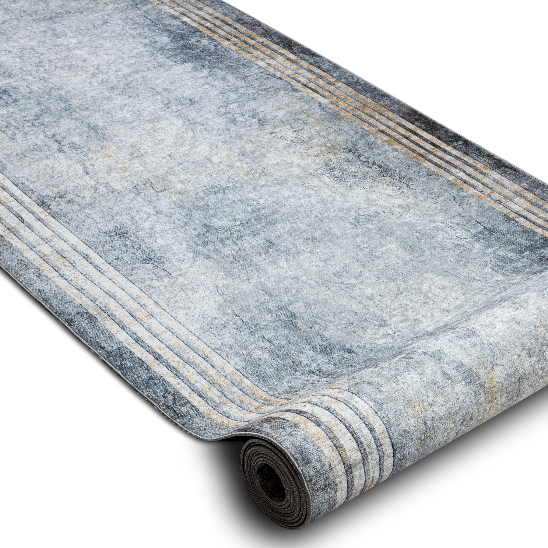 Alfombra de pasillo con refuerzo de goma LOTUS FRAMES 29870 Marco de piedra plata / oro lavable 80cm 80x590 cm - 2