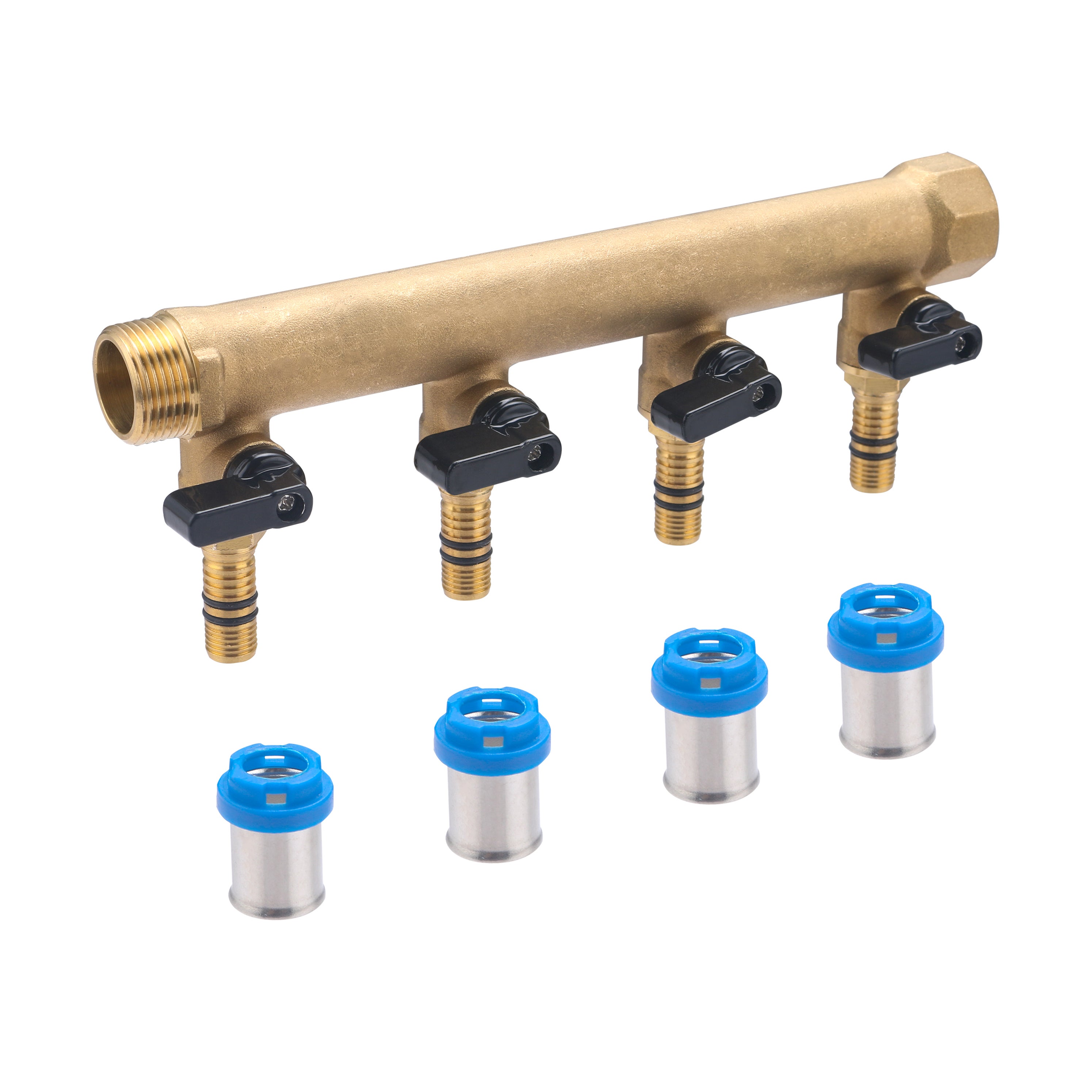 Colector macho - hembra 3/4 - 4 salidas multicapa para crimpar Ø16 en válvulas QUICK PLOMBERIE - 5