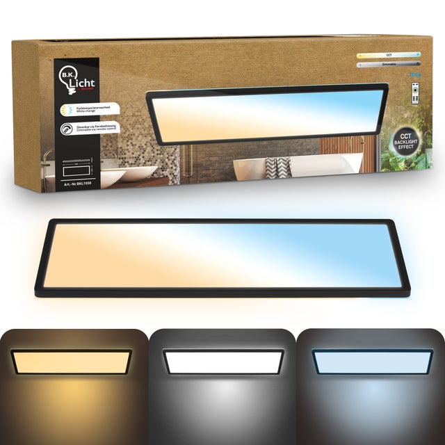 Panneau LED - Dimmable - Télécommande - 58x20cm - Blanc chaud à blanc lumière du jour - 22W 3000lm - B.K.Licht