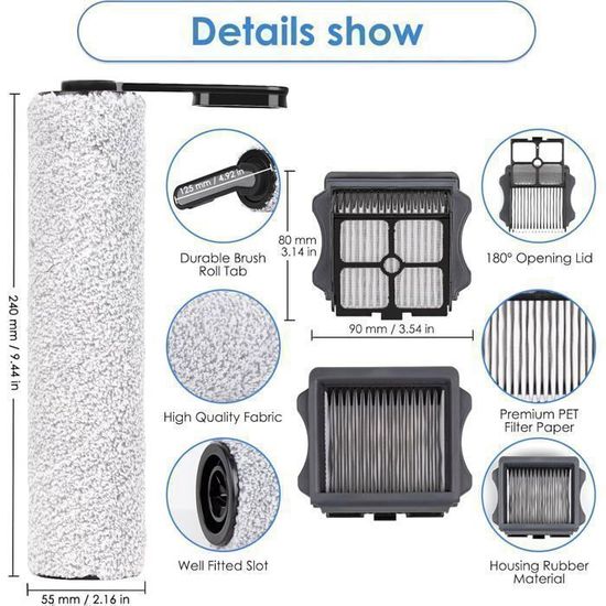 Kit d'accessoires - Tineco - Floor One S5 - Aspirateur eau et poussire - Compatible S5 PRO -2 rouleaux - 4