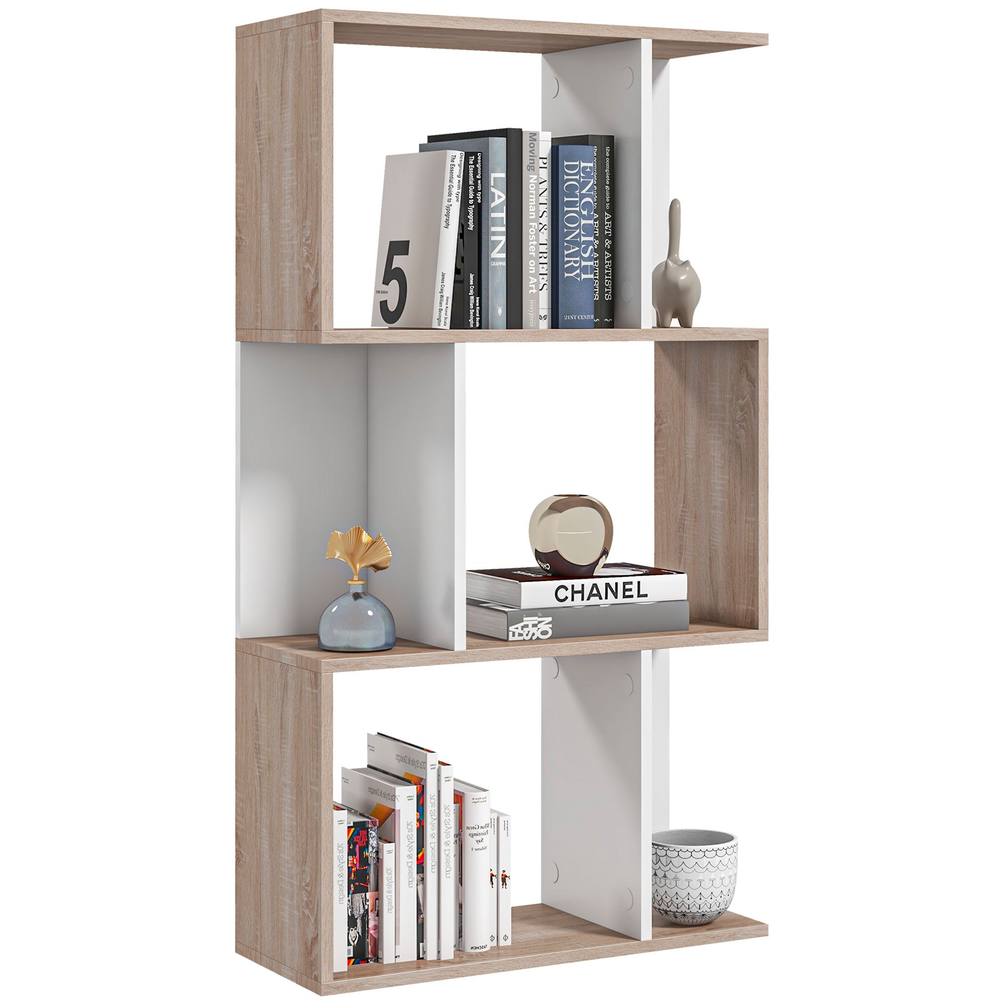 Étagère De Bureau Modulable HOMCOM 2 Pièces - Organisateur Multifonctionnel En Bois Blanc, Rangement Bureau Espace De Travail