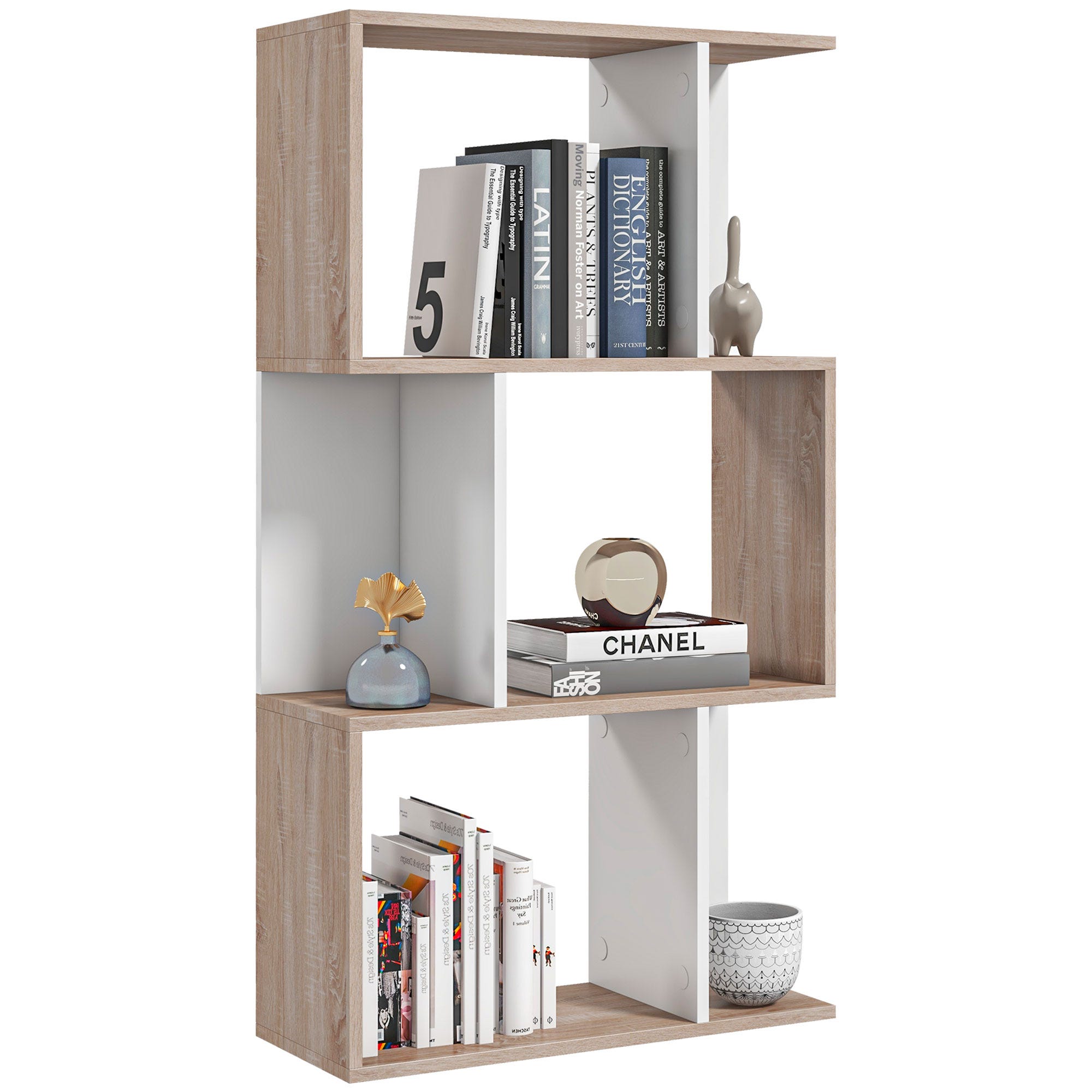 Étagère De Bureau Modulable HOMCOM 2 Pièces - Organisateur Multifonctionnel En Bois Blanc, Rangement Bureau Espace De Travail