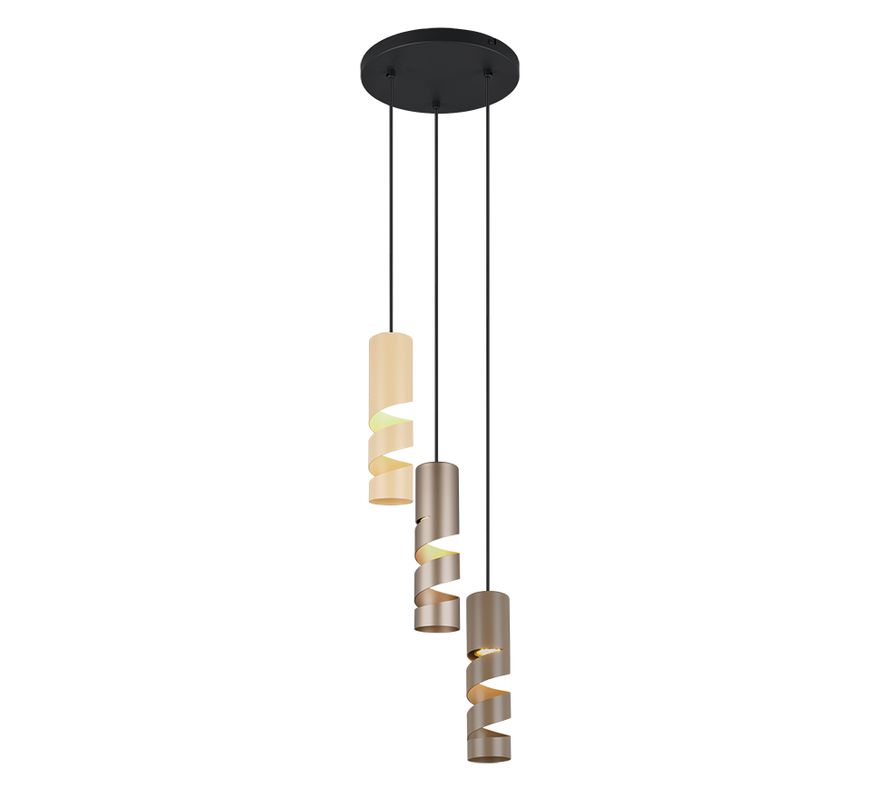 Lampa wisząca Stream czarno-brązowa-kremowa-patyna 3xGU10x10W nowoczesna wym: 150 x 28 x 28 cm metal Trio