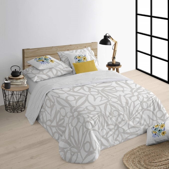 Federa Nordica 100% Cotone Con Bottoni - Modello Hedwig Stars, Per Letto 105x190/200 (180x220 Cm)