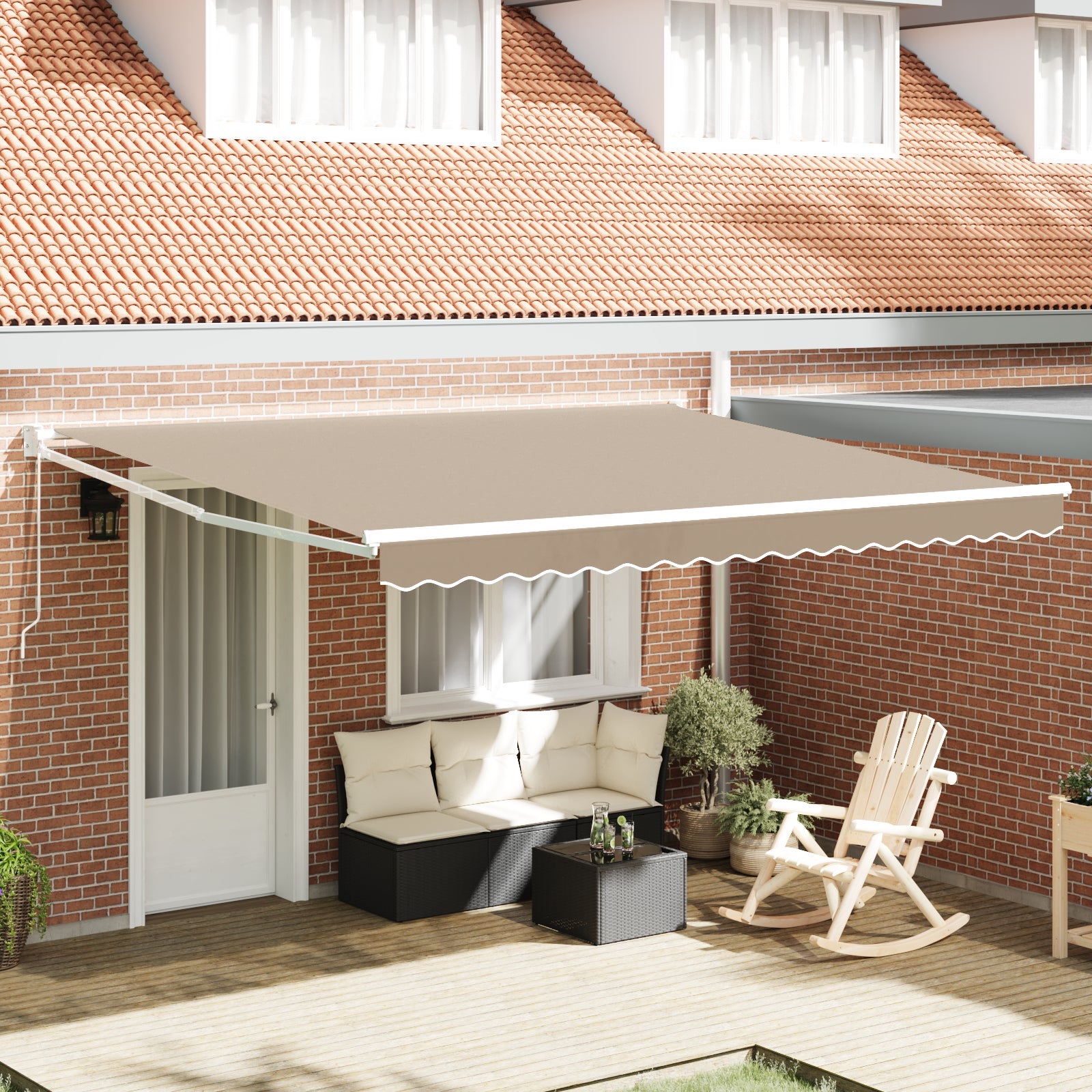 Toldo retráctil manual vidaxl beige 400x300 cm, tela de reemplazo para toldo vidaxl para marco de 4x3 m beige
